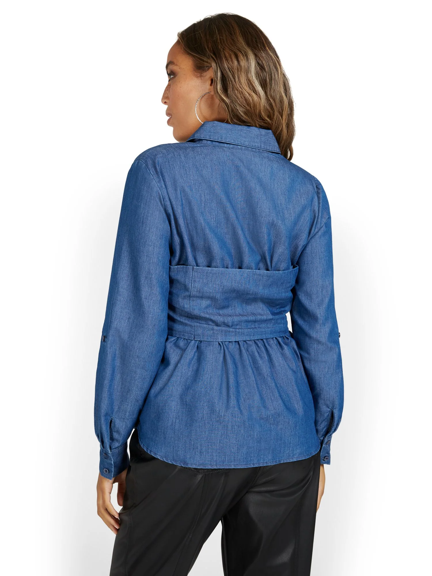 Button-Front Denim Corset Top - Image 4