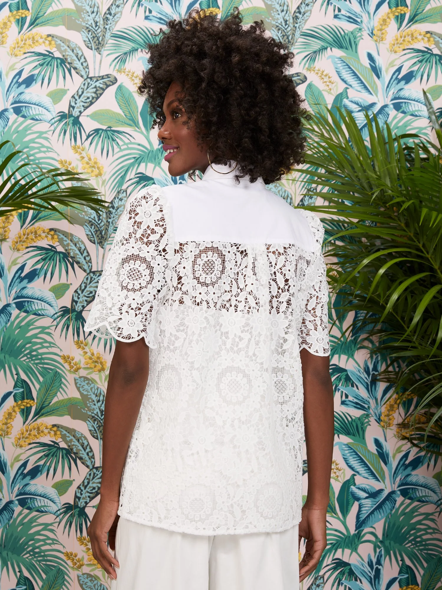 Button-Front Eyelet Shirt - Image 3