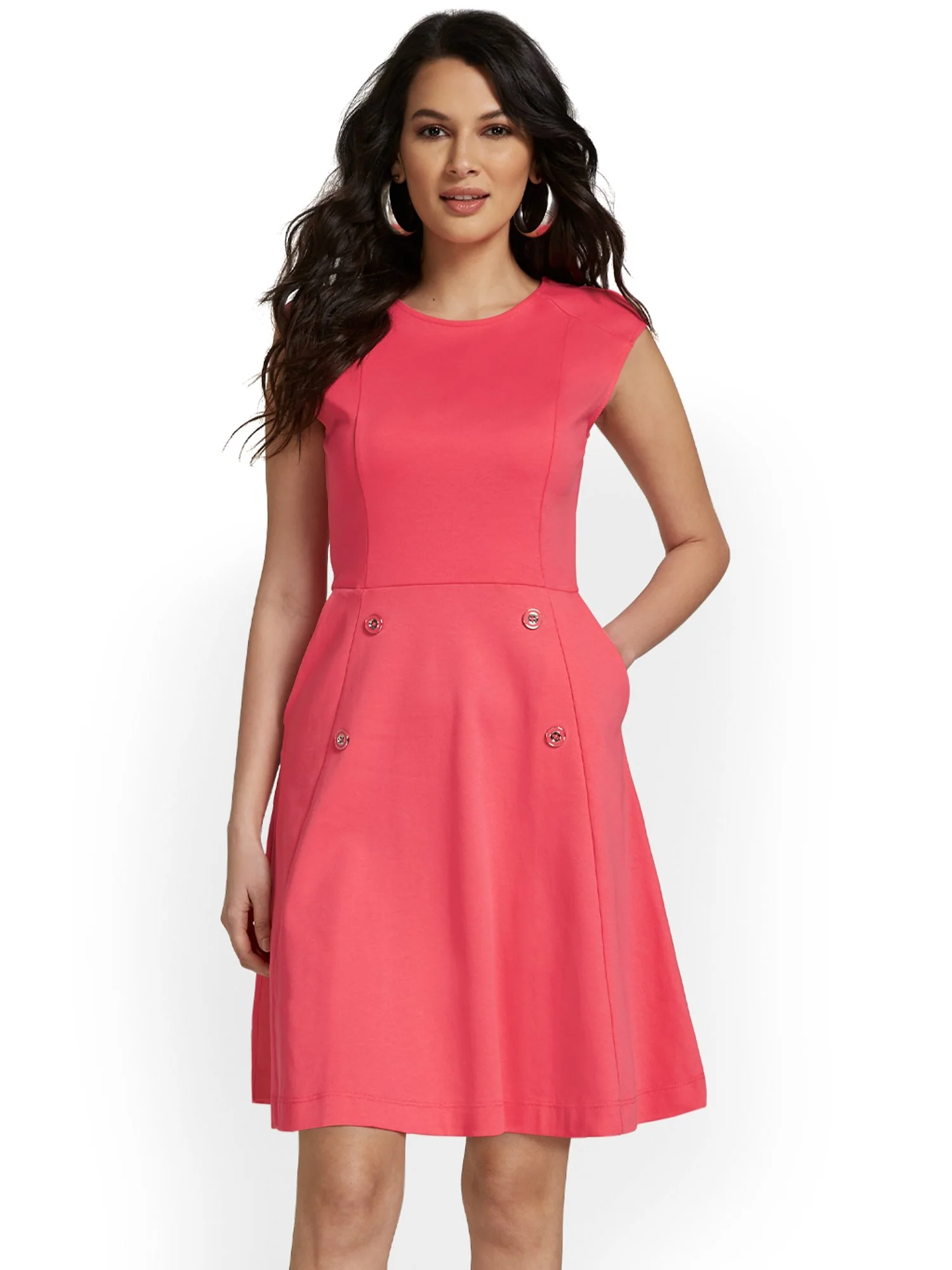 Button-Front Flare Dress - City Knits - Image 11