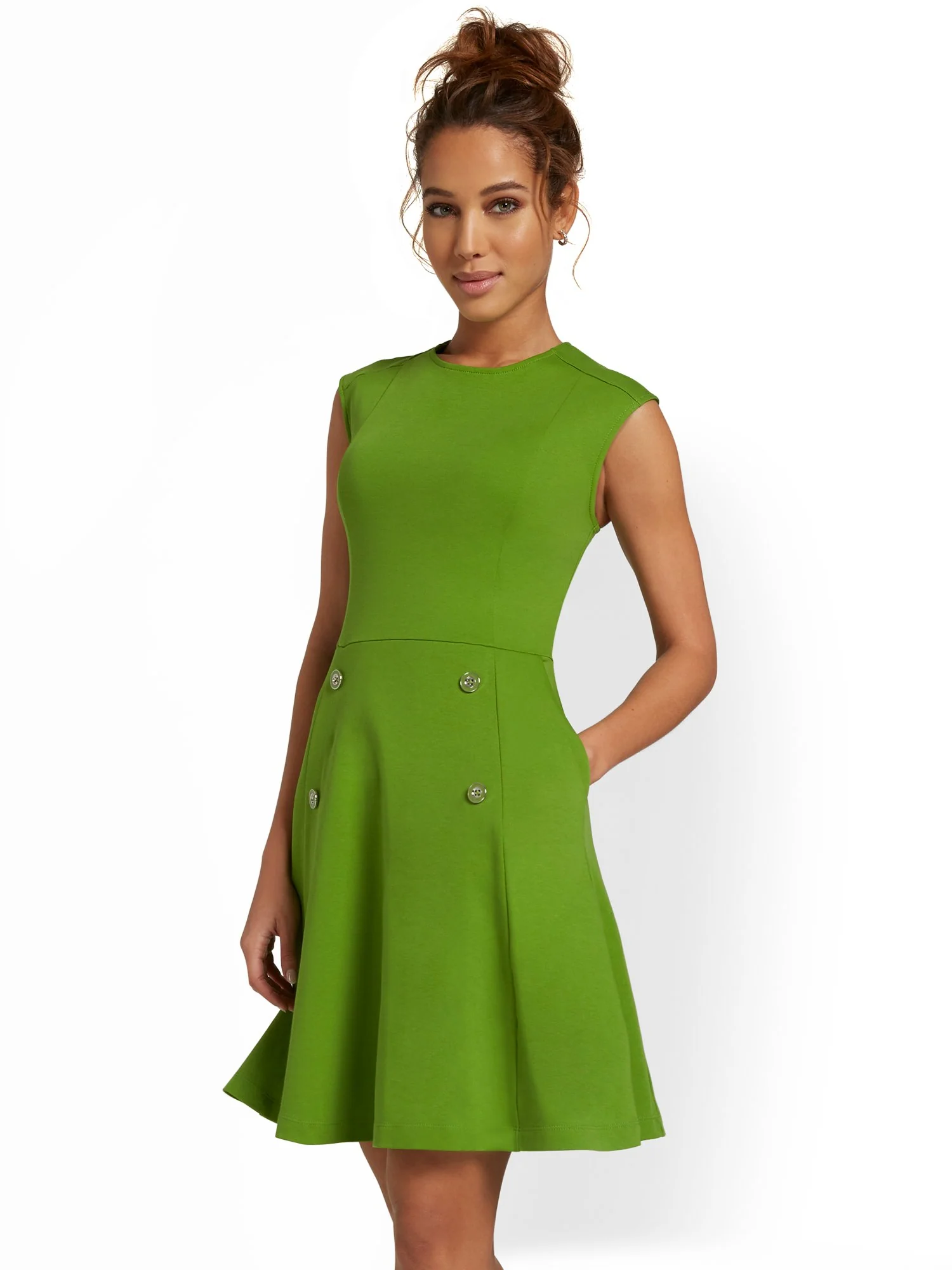 Button-Front Flare Dress - City Knits - Image 4