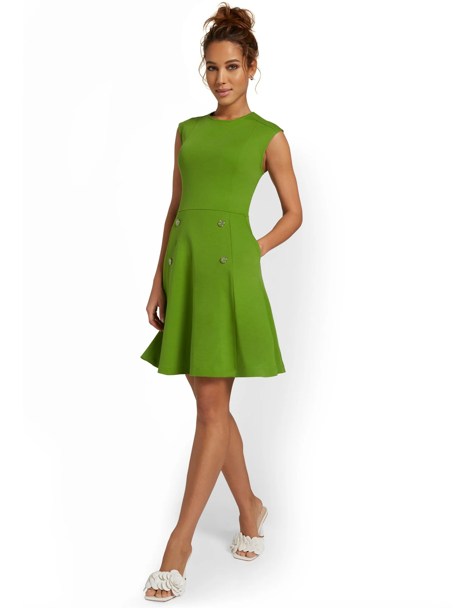 Button-Front Flare Dress - City Knits - Image 5