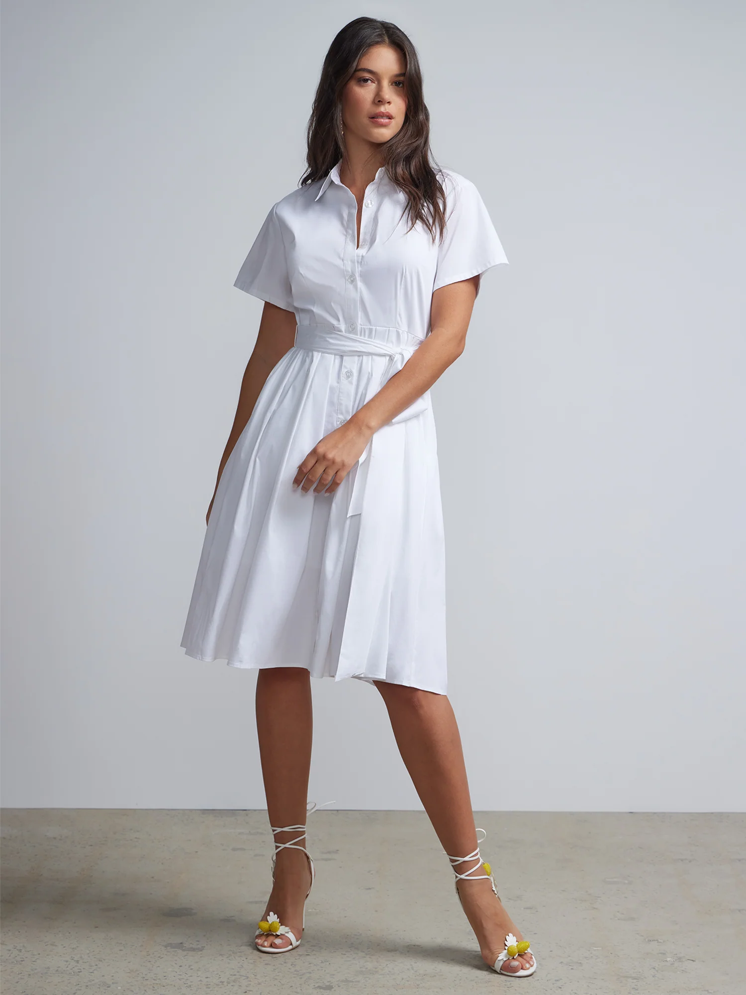 Button-Front Flare Shirtdress