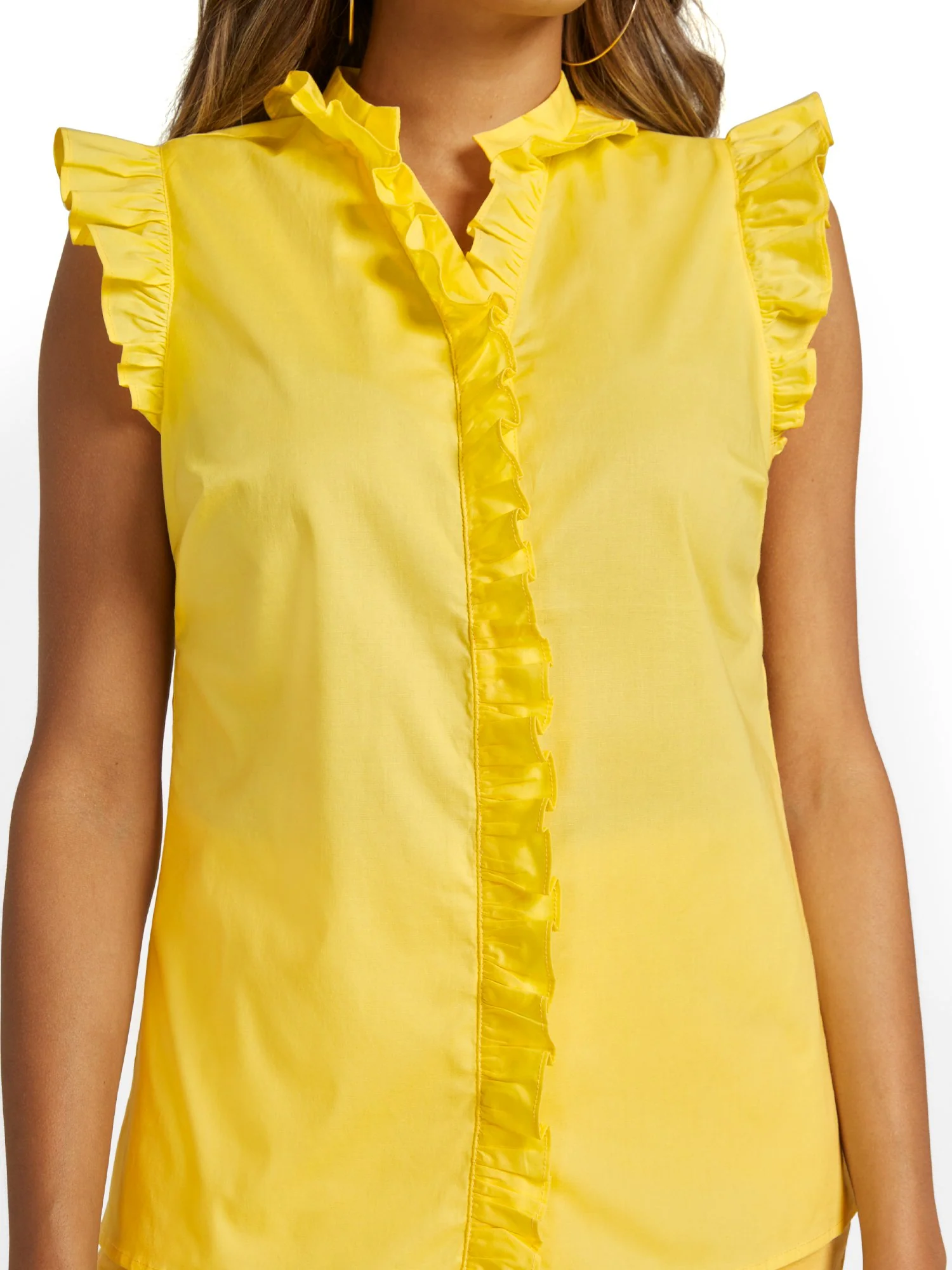 Button-Front Flutter-Sleeve Top - Image 4