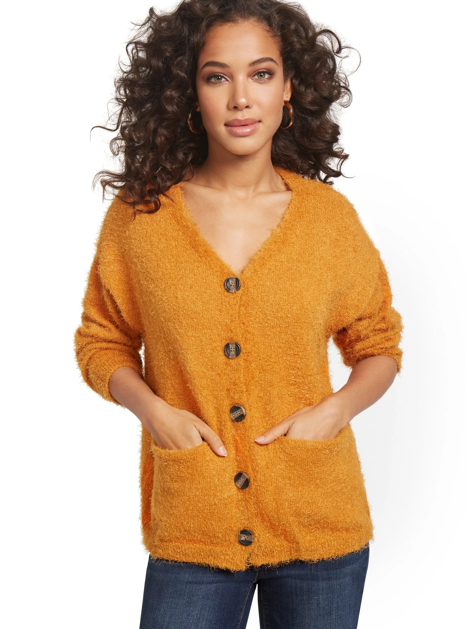 Button-Front Fuzzy Cardigan - Image 4
