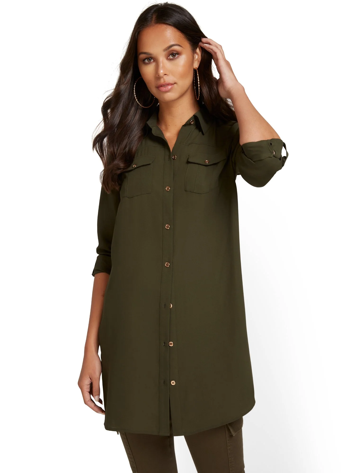 Button-Front Maxi Shirt - Image 2