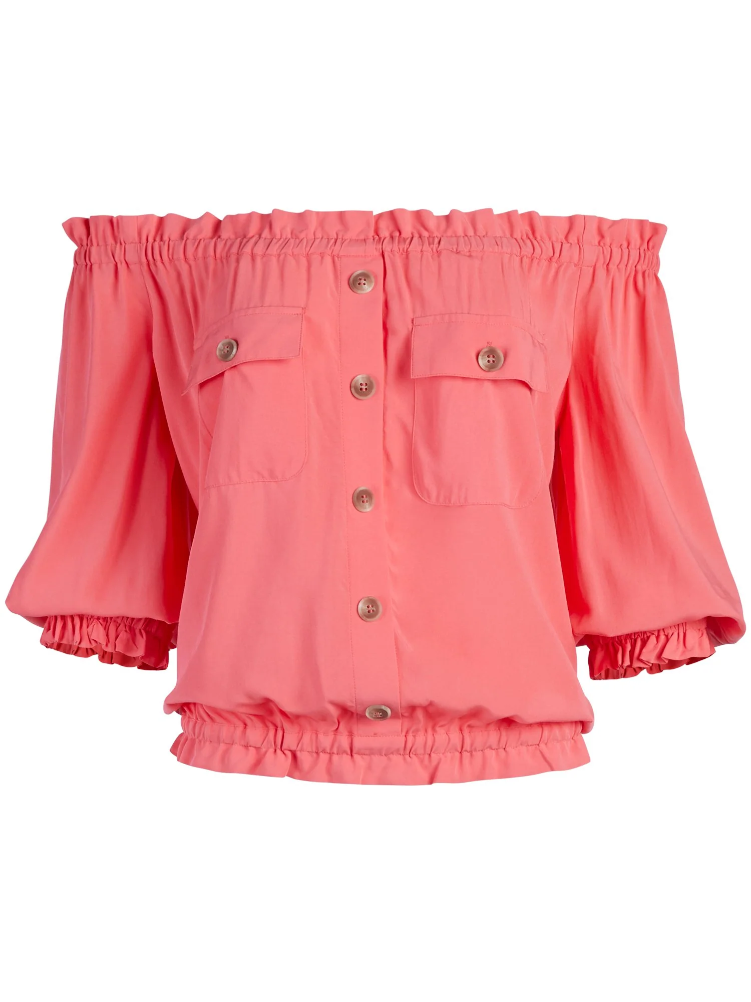 Button-Front Off-The-Shoulder Top - Image 7