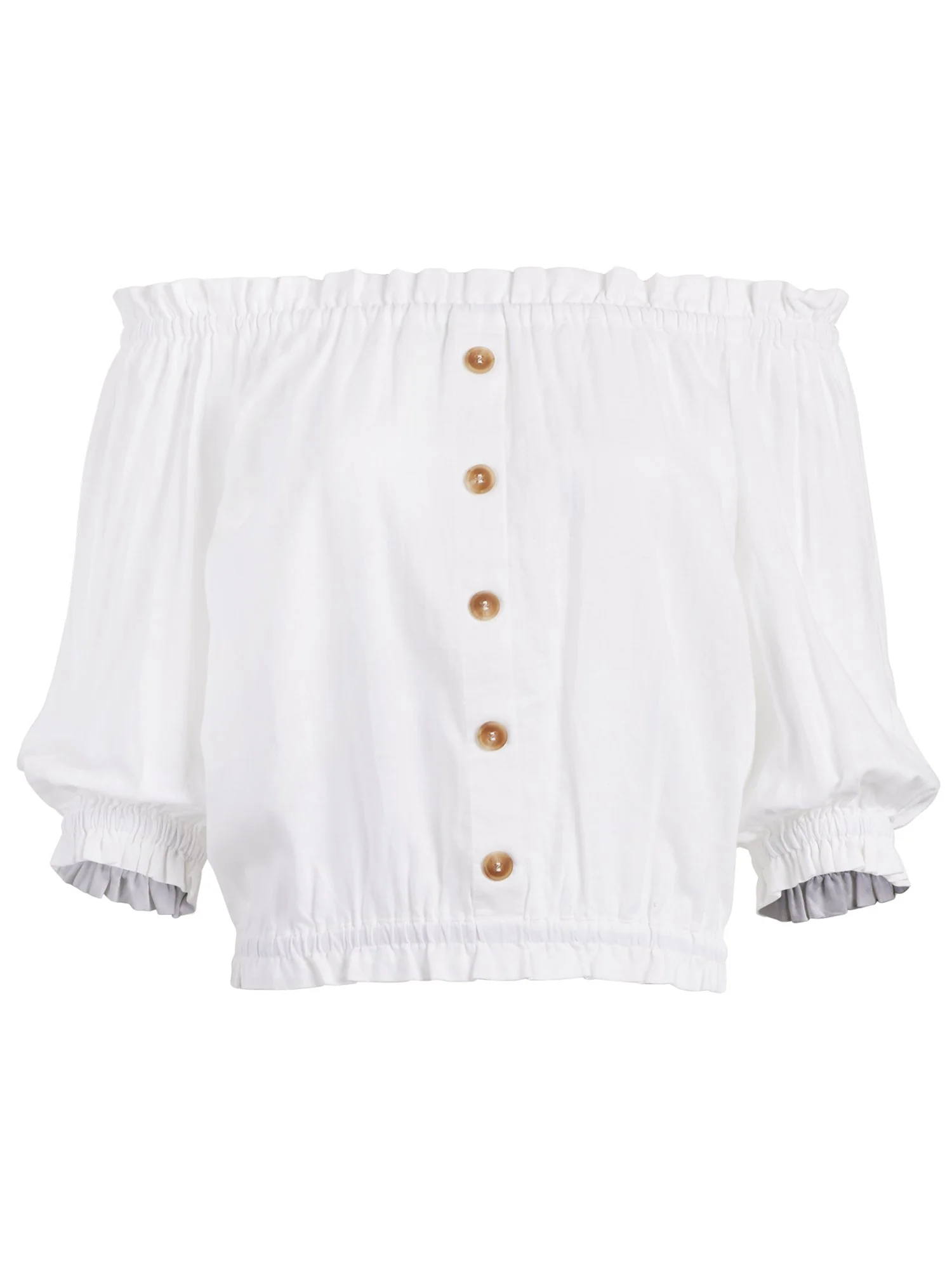 Button-Front Off-The-Shoulder Top - Image 2