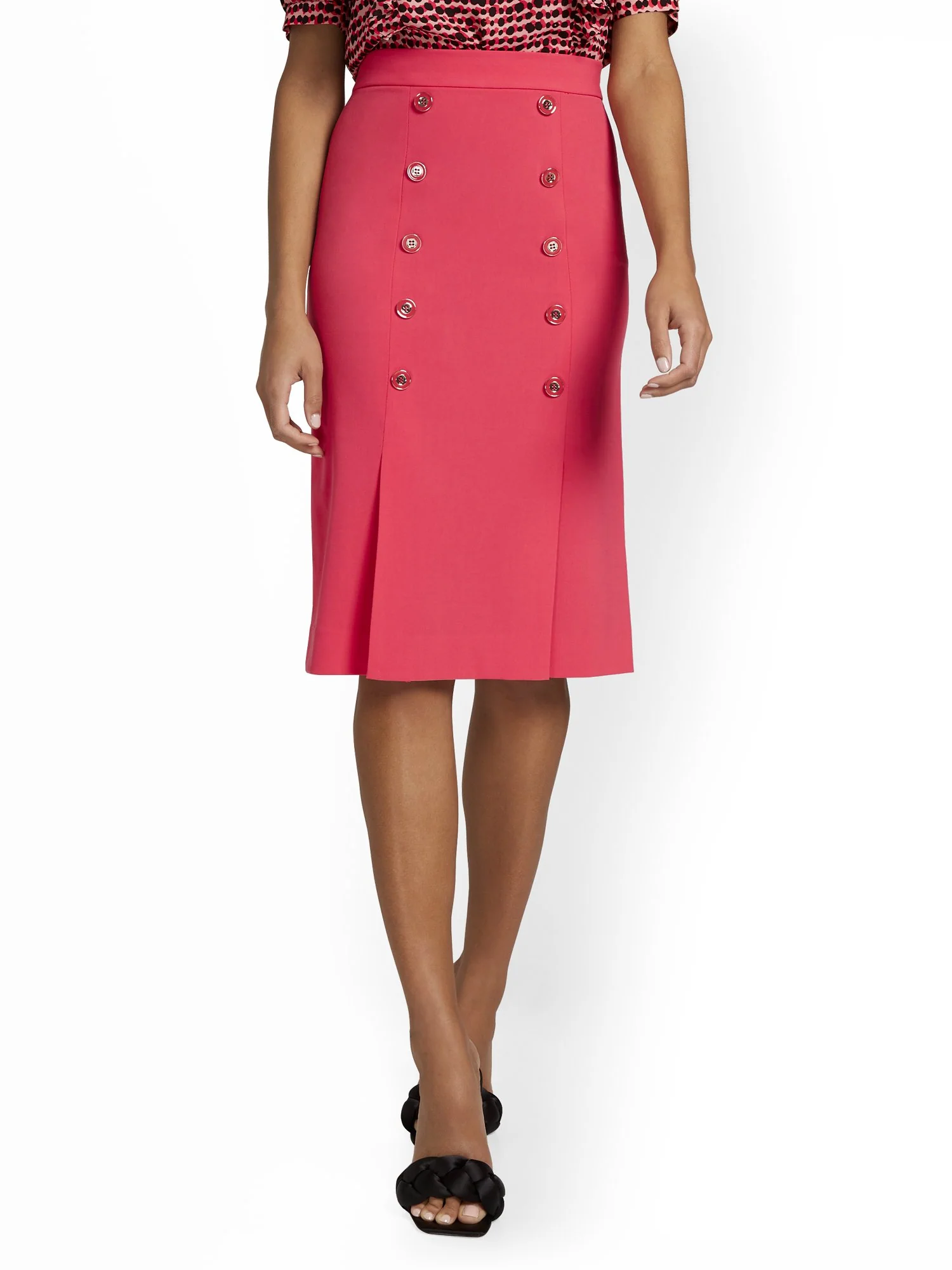 Button-Front Pencil Skirt - Essential Stretch - Image 13