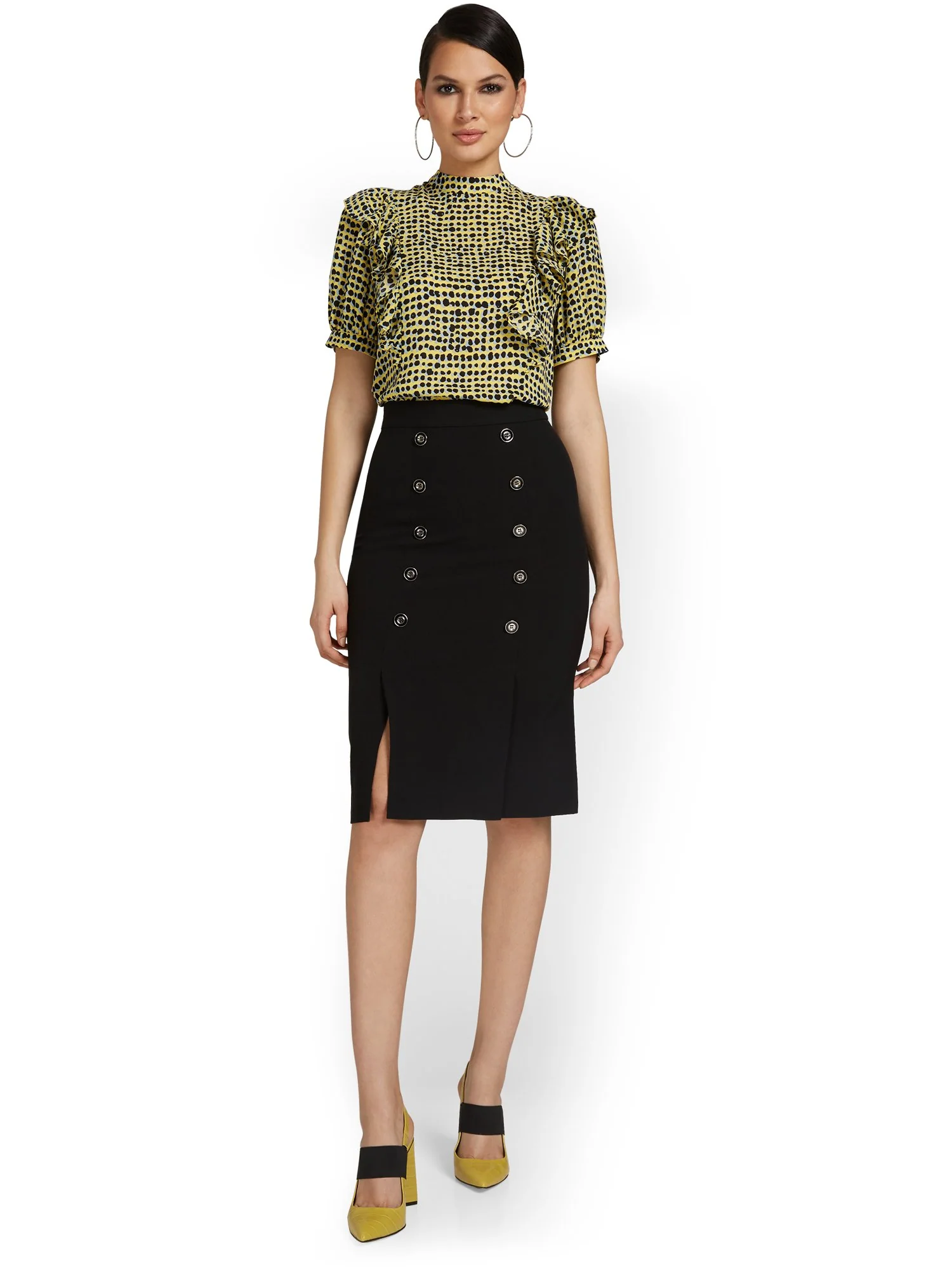 Button-Front Pencil Skirt - Essential Stretch - Image 5