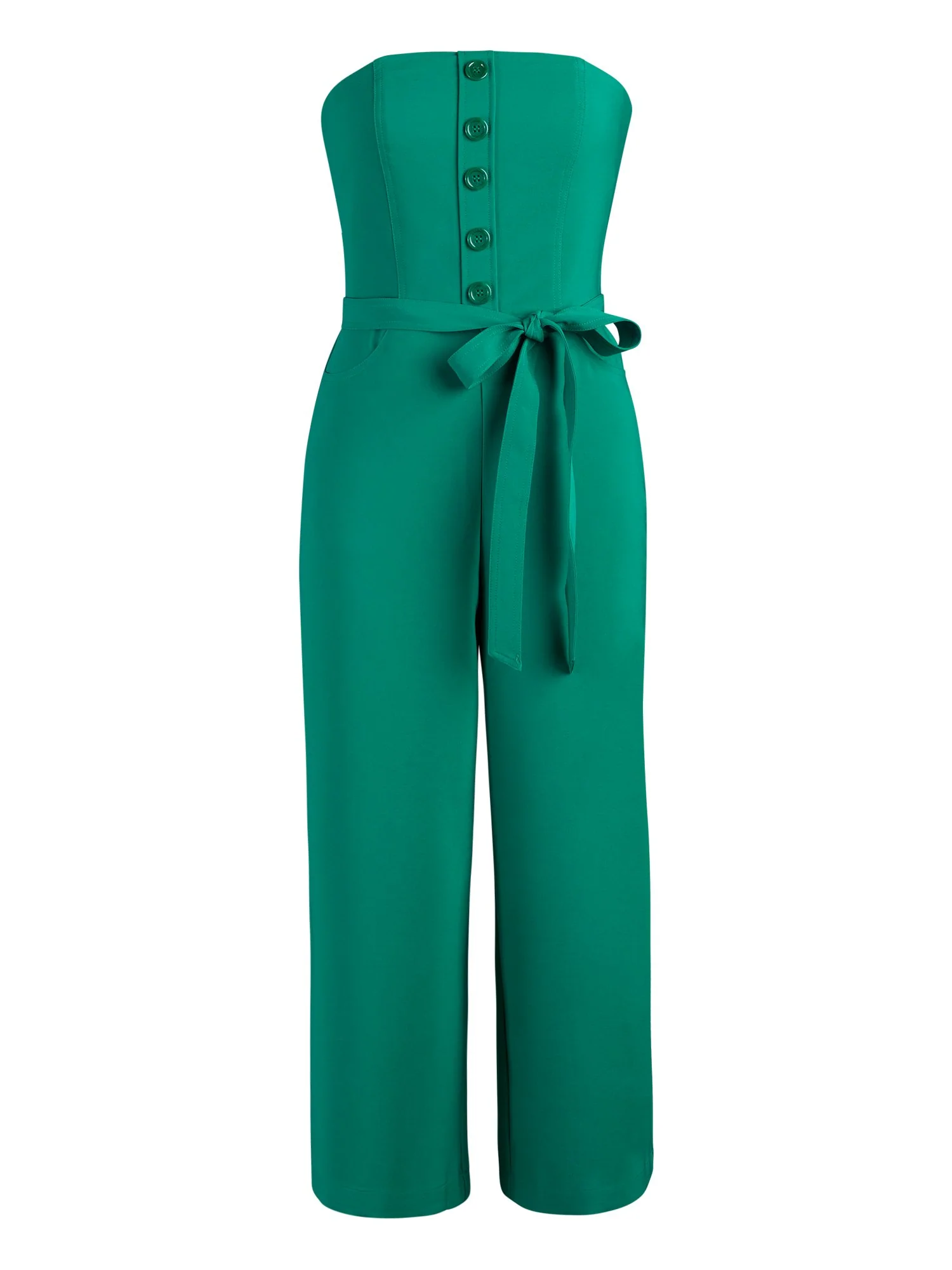 Button-Front Strapless Jumpsuit - Image 2