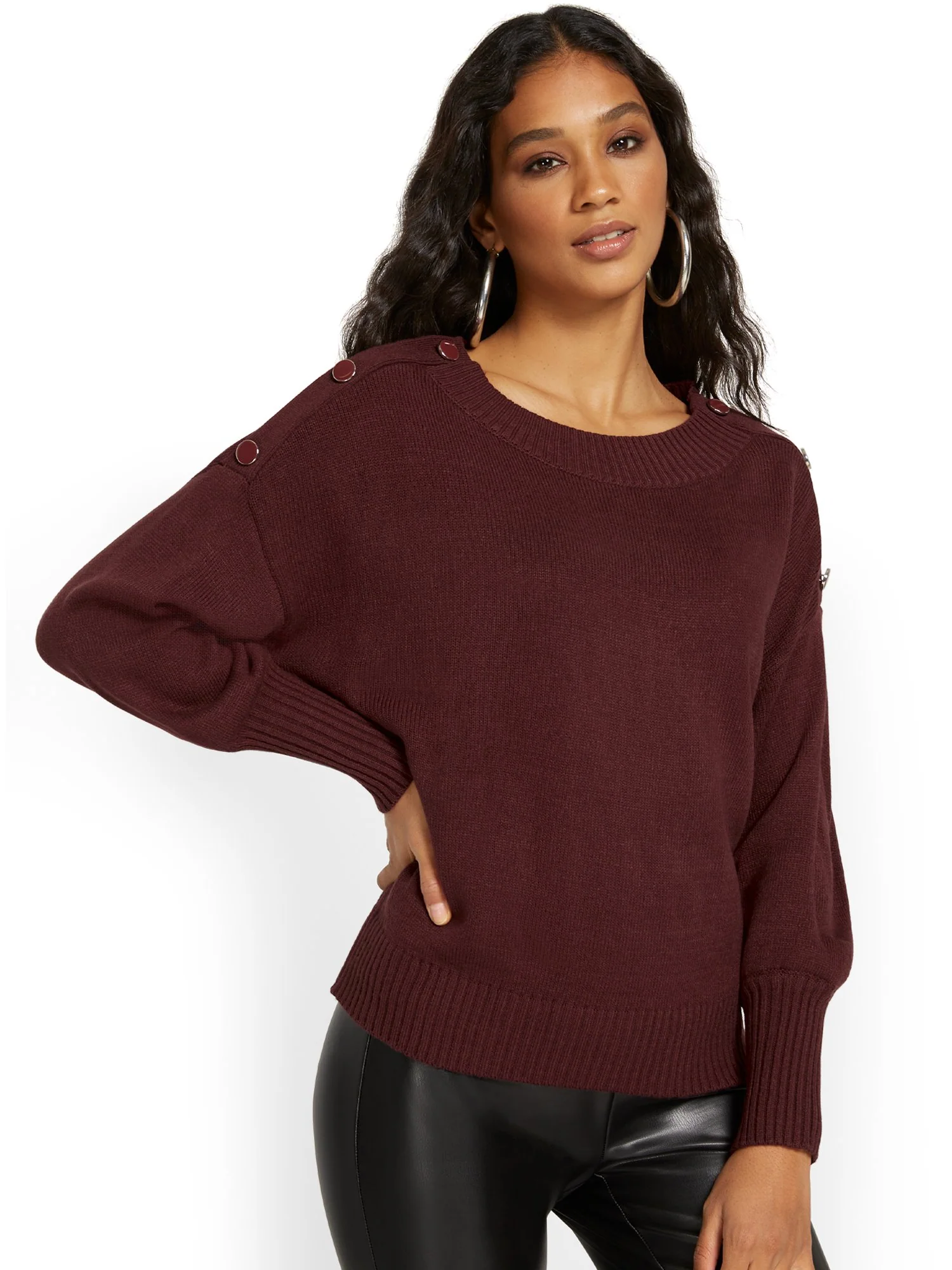 Button-Shoulder Pullover Sweater - Image 14