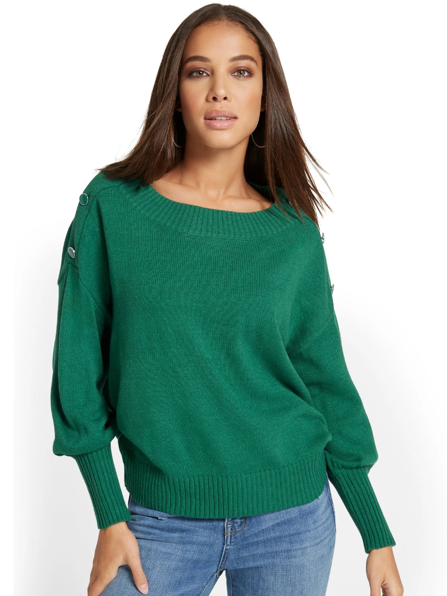 Button-Shoulder Pullover Sweater - Image 18