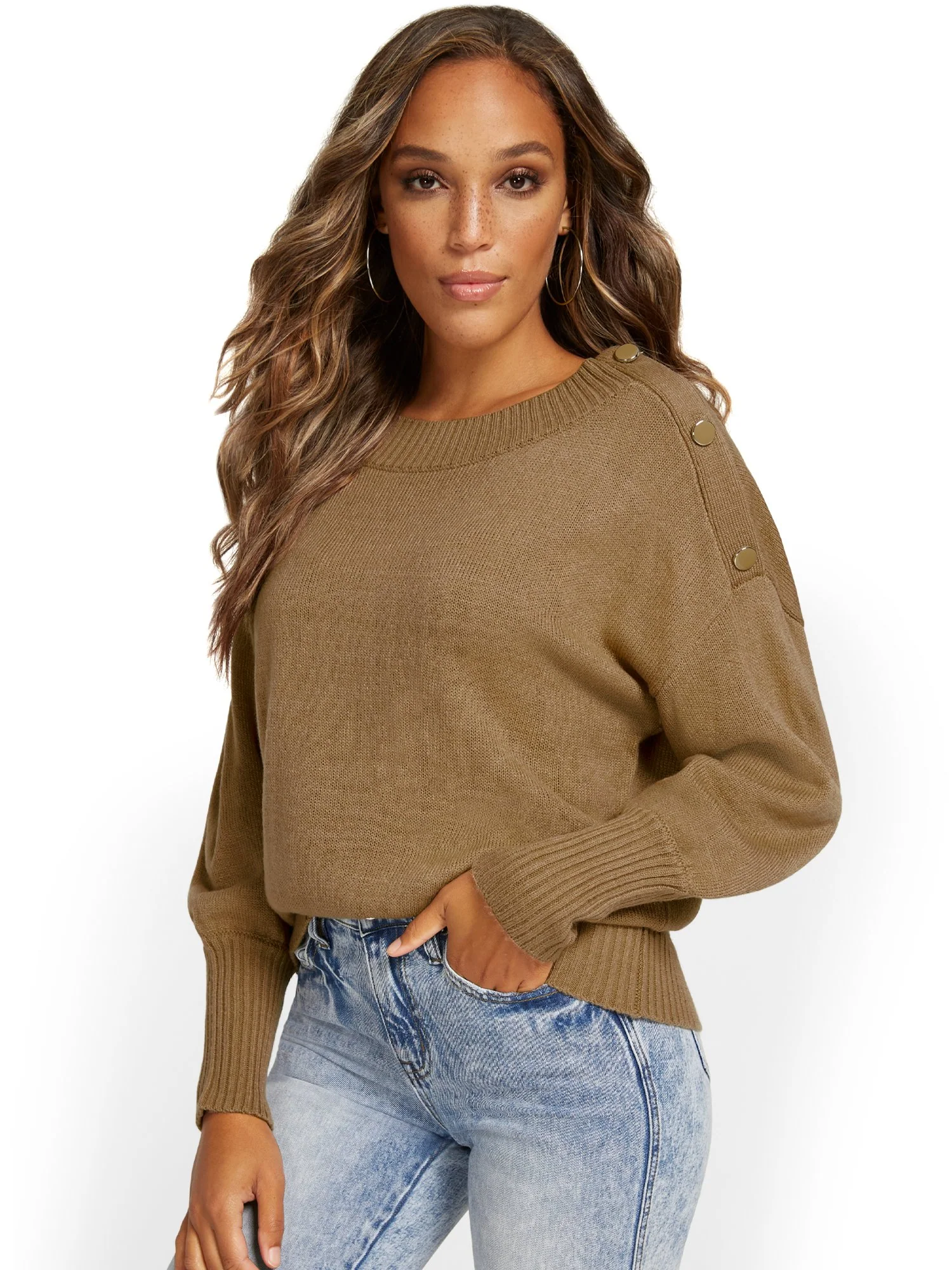 Button-Shoulder Pullover Sweater - Image 21