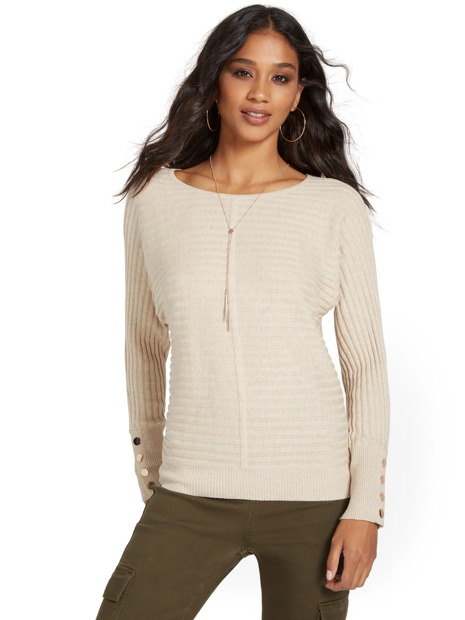 Button-Sleeve Dolman Sweater - Image 16