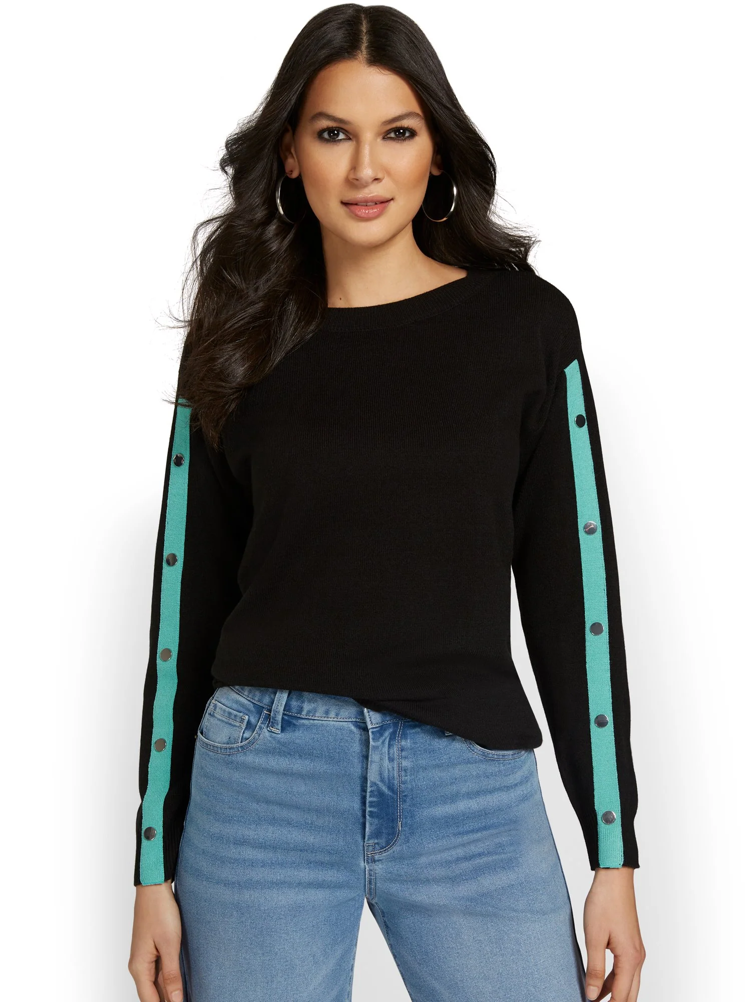 Button-Sleeve Pullover Sweater - Image 2