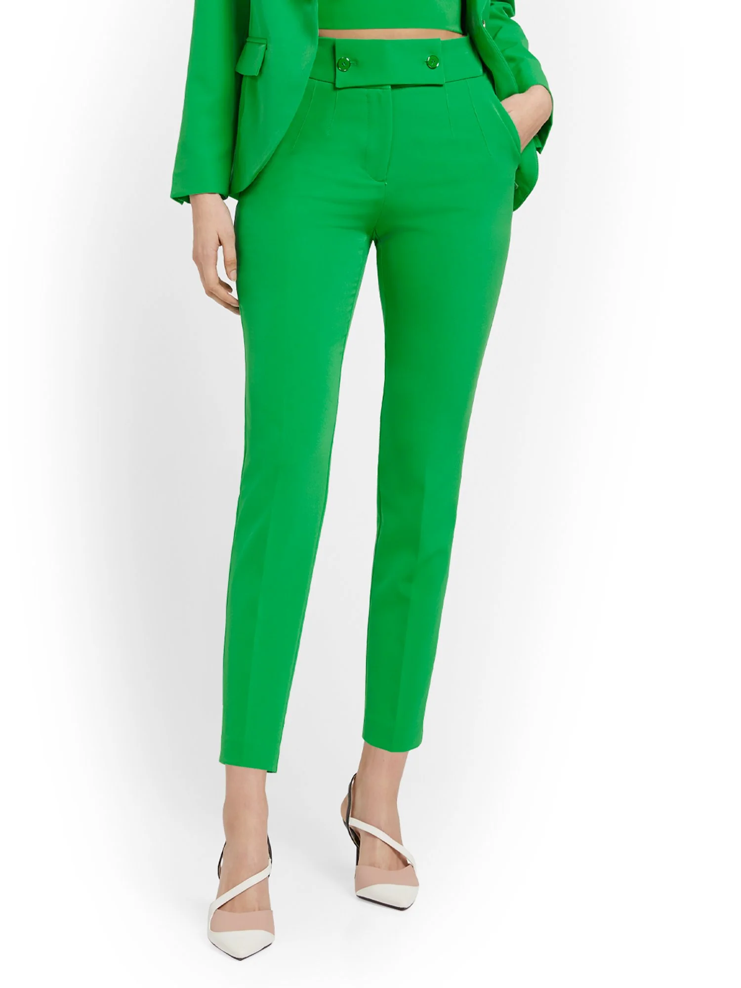 Button-Waist Ankle Pant