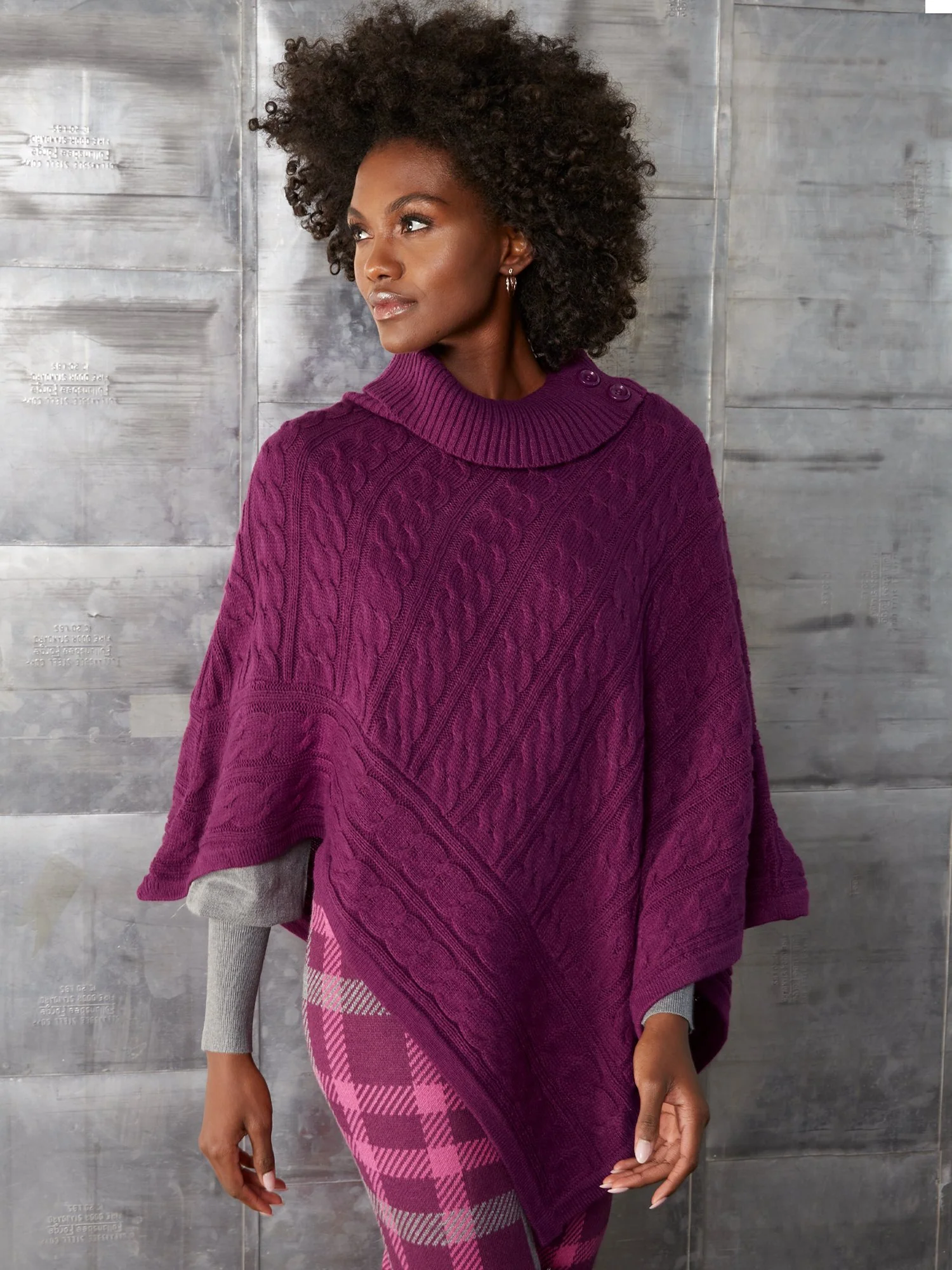 Cable-Knit Button-Detail Cape - Image 5