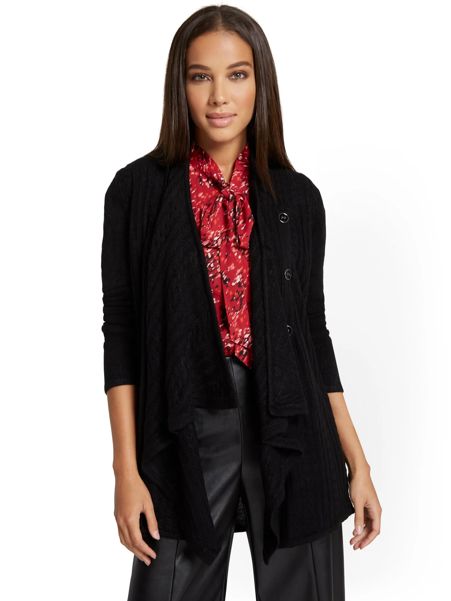 Cable-Knit Flyaway Cardigan - Image 2