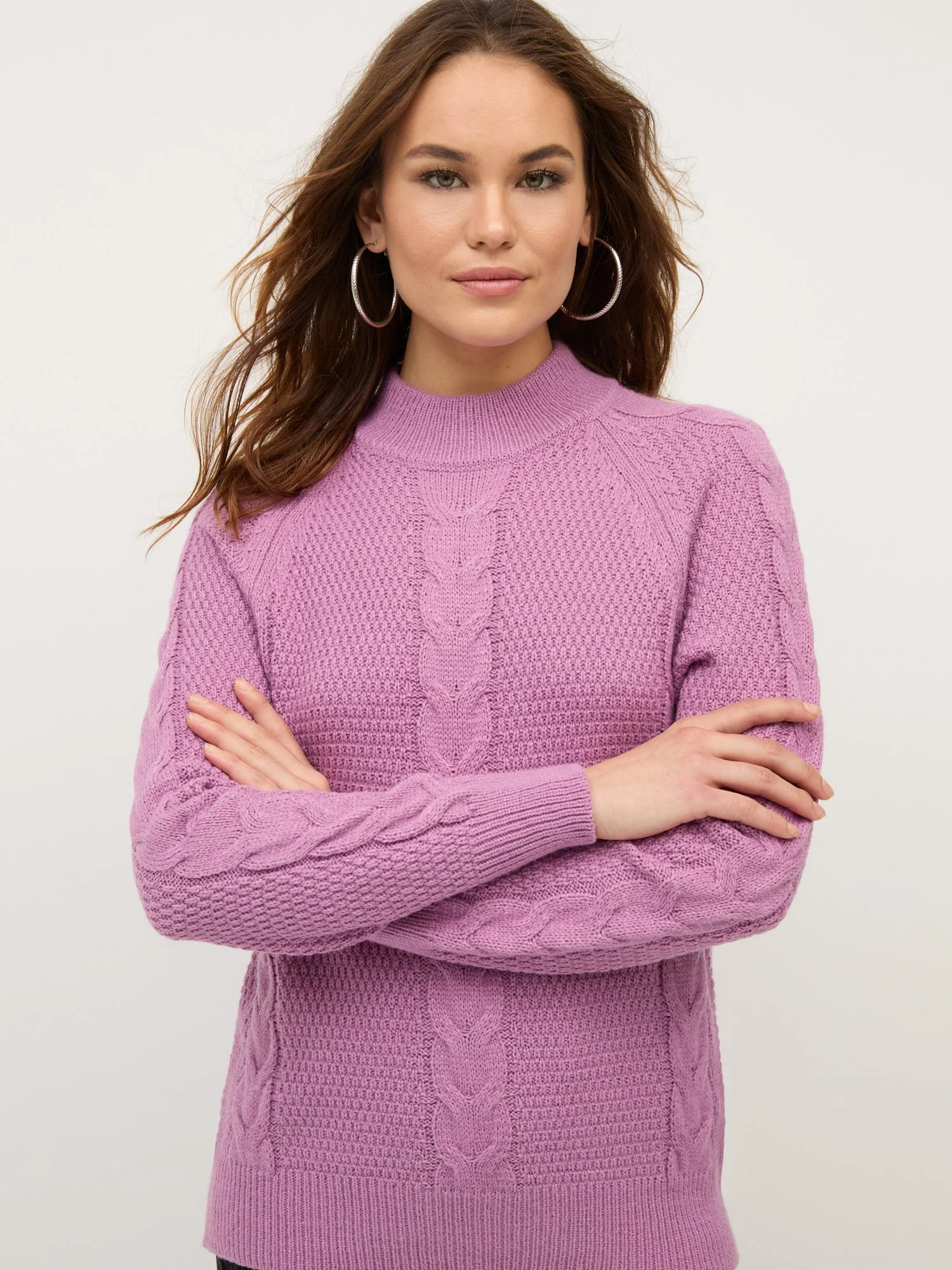 Cable-Knit Mock-Neck Pullover Sweater - Image 10