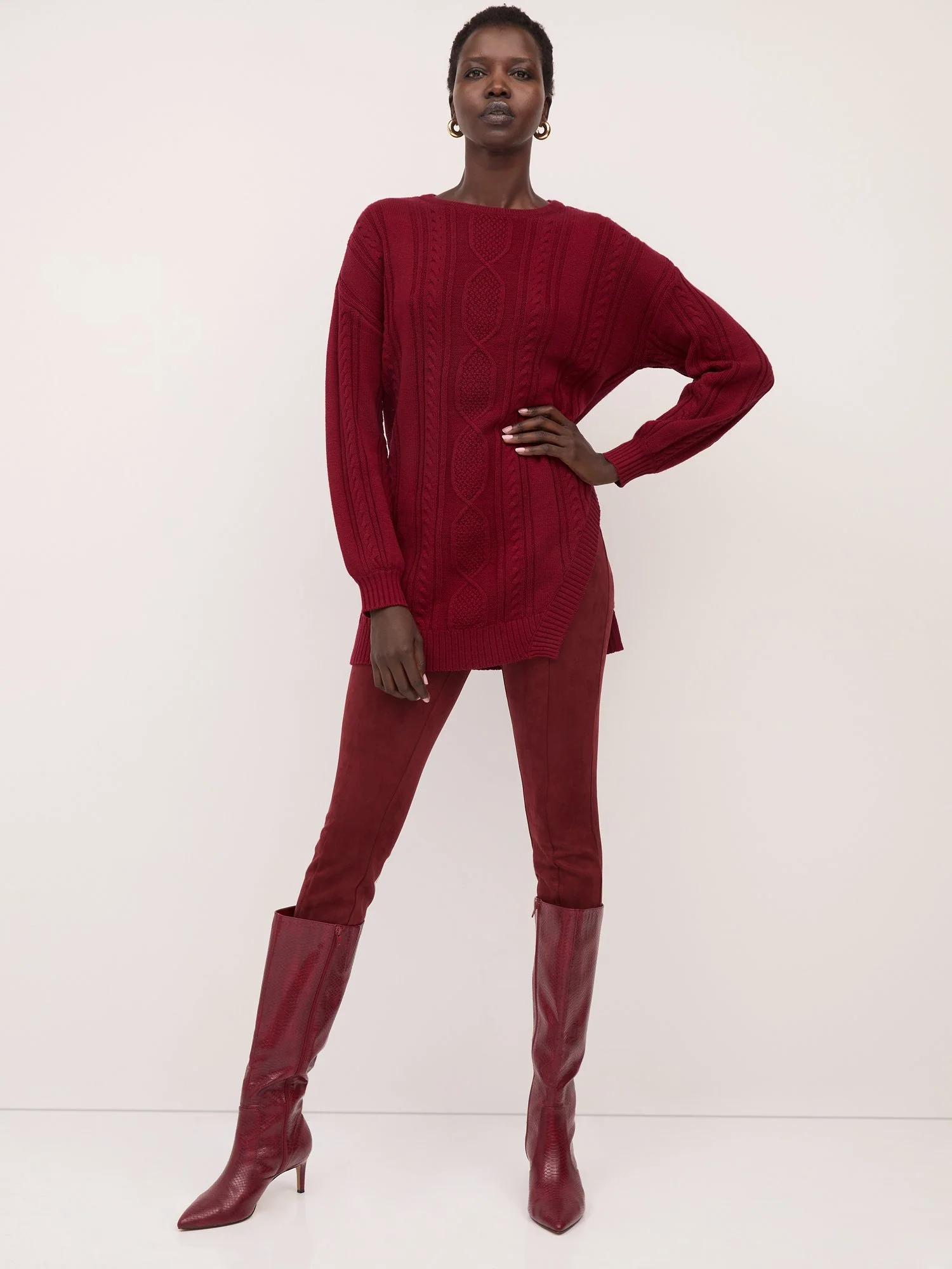 Cable-Knit Pullover Tunic Sweater - Image 3