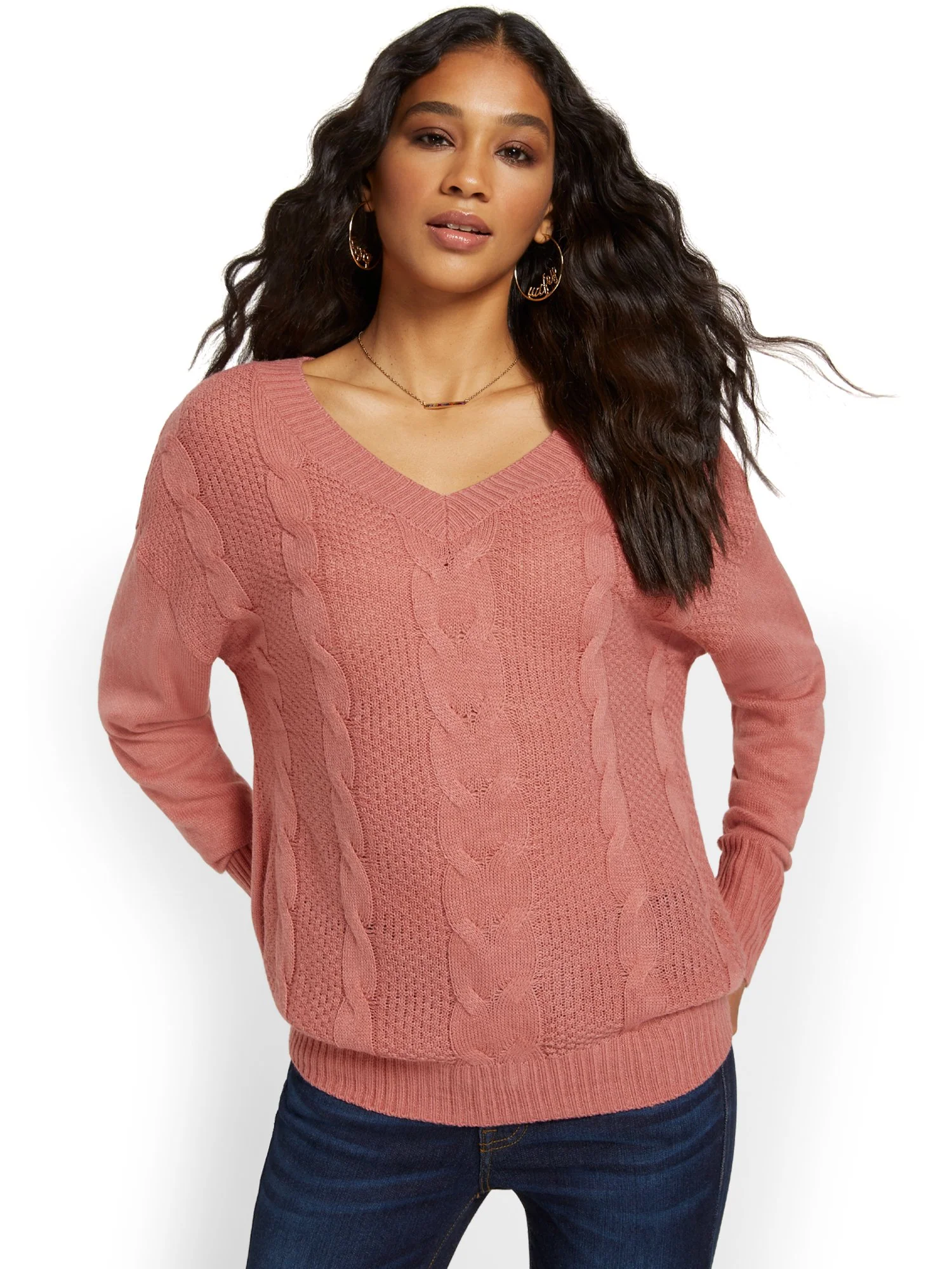 Cable-Knit V-Neck Sweater - Image 18