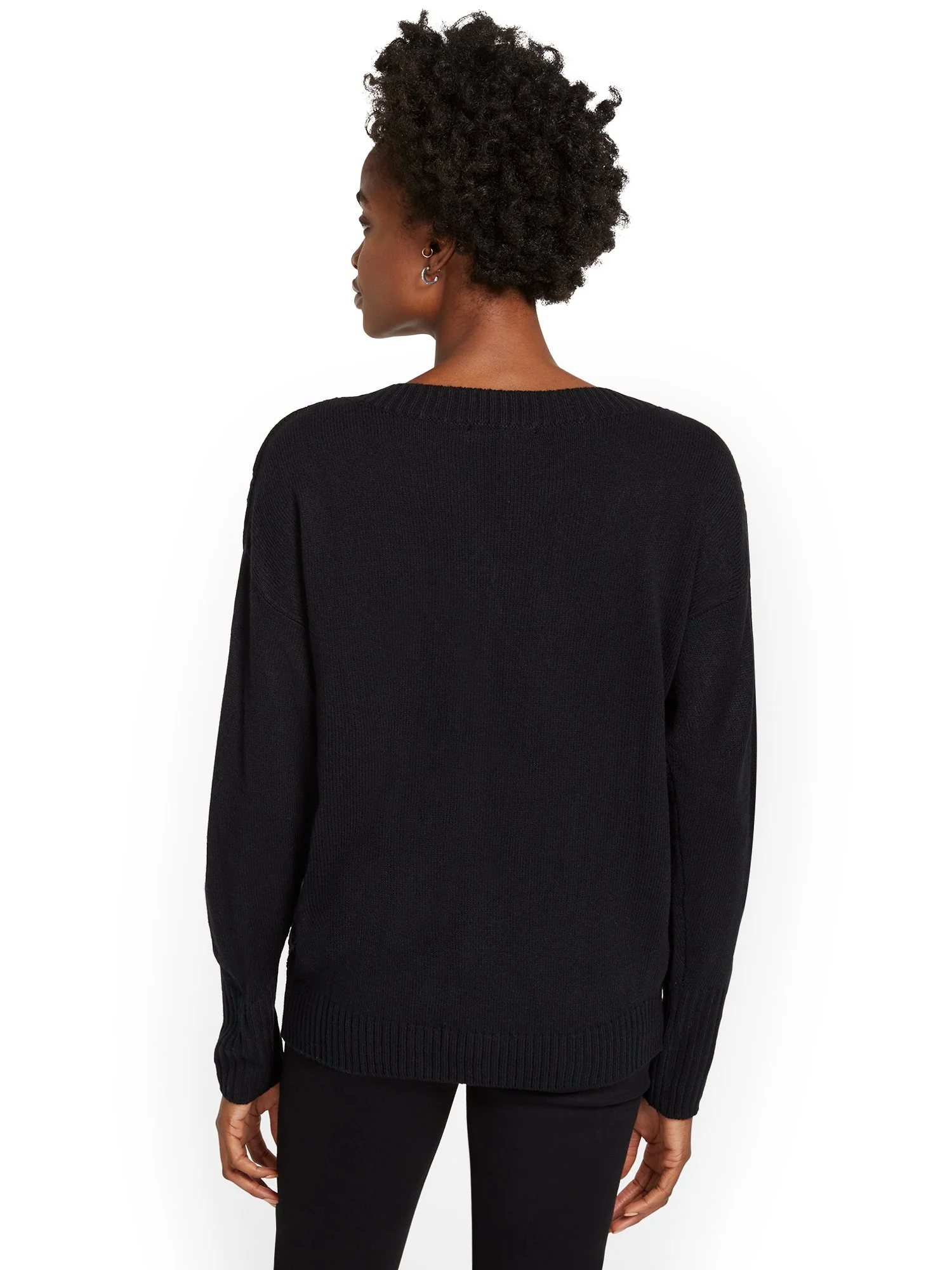 Cable-Knit V-Neck Sweater - Image 3