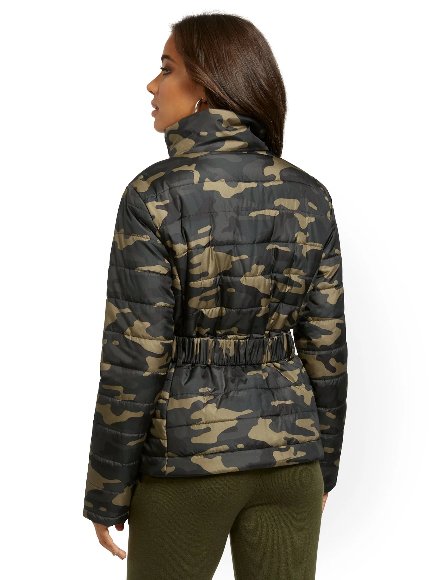 Camo-Print Belted Puffer Jacket - Image 3