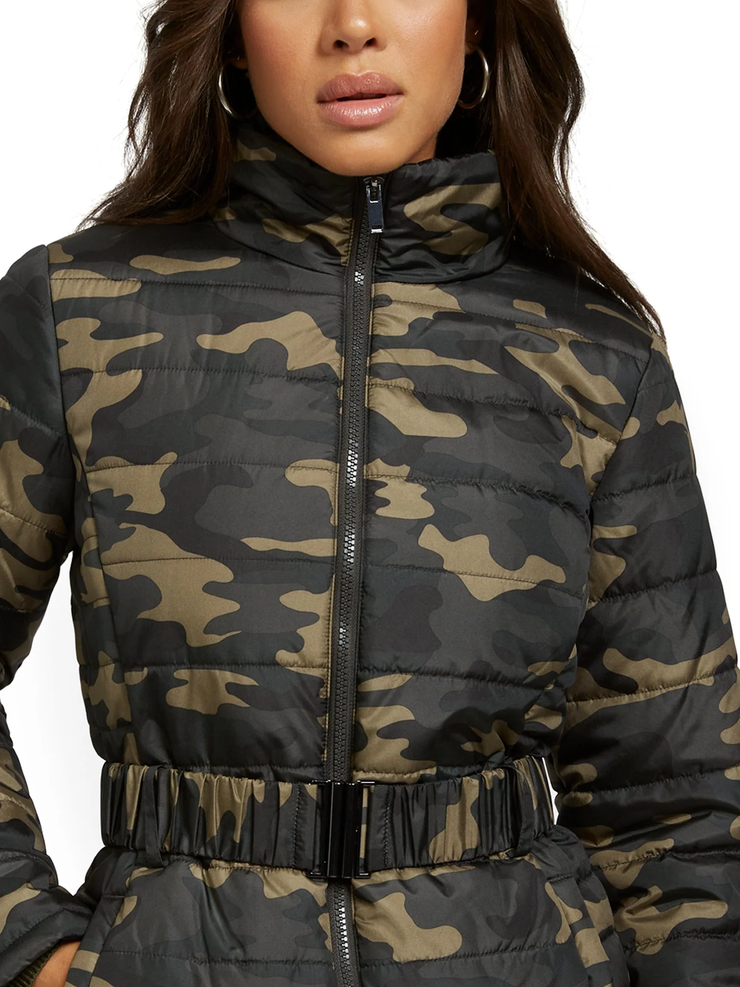 Camo-Print Belted Puffer Jacket - Image 4