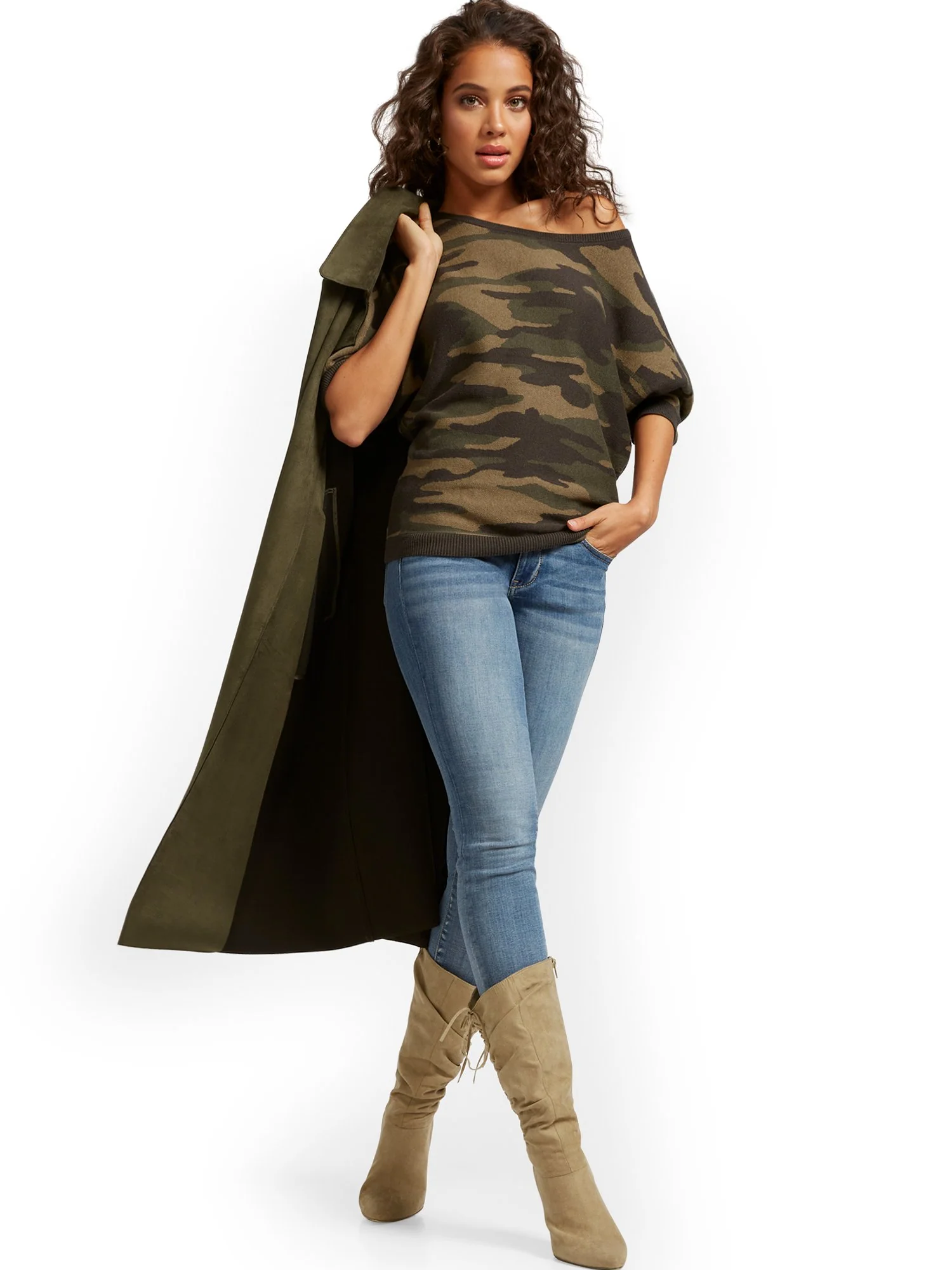 Camo-Print Easy Dolman Sweater - Image 3
