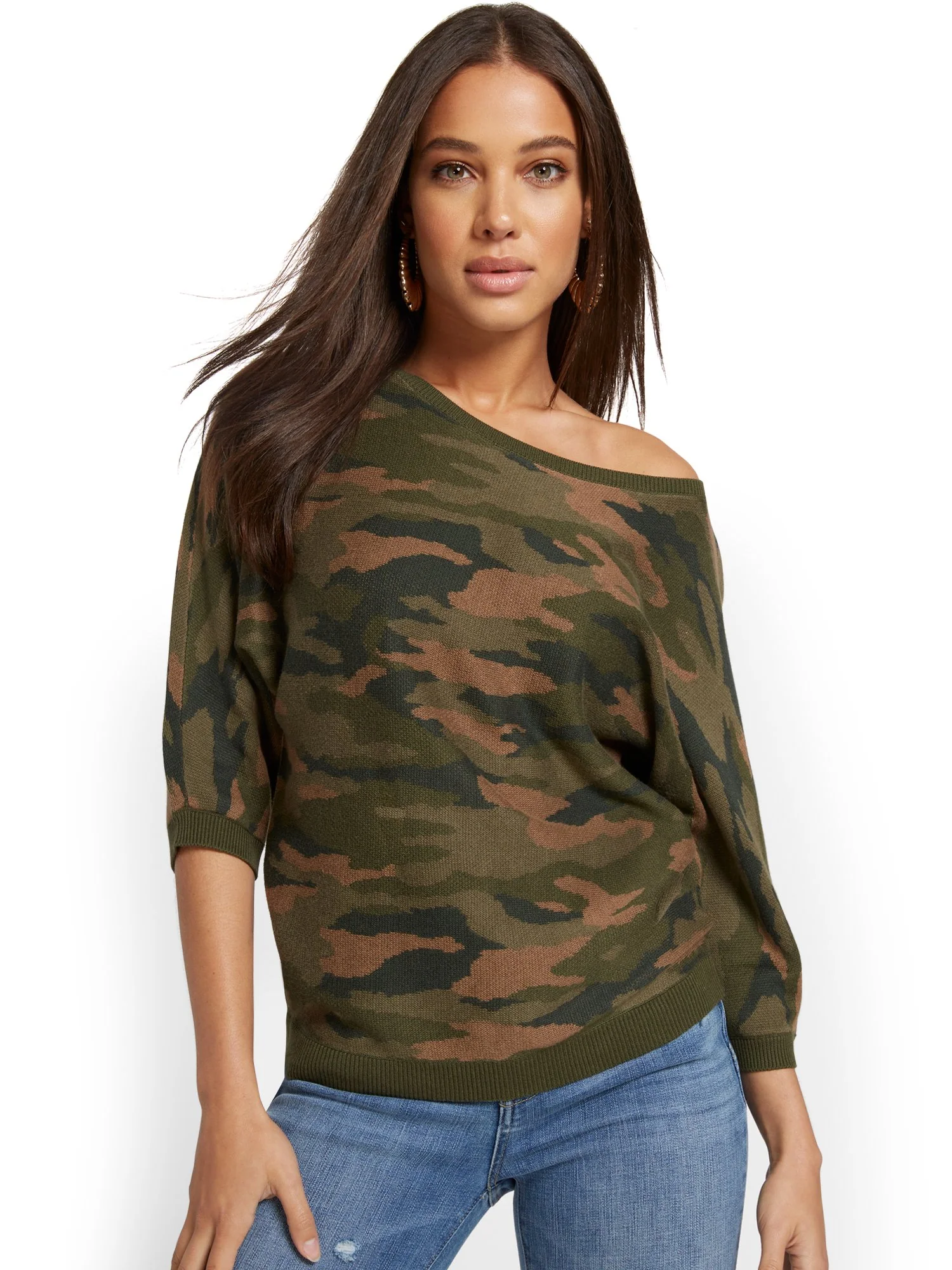Camo-Print Easy Dolman Sweater - Image 2