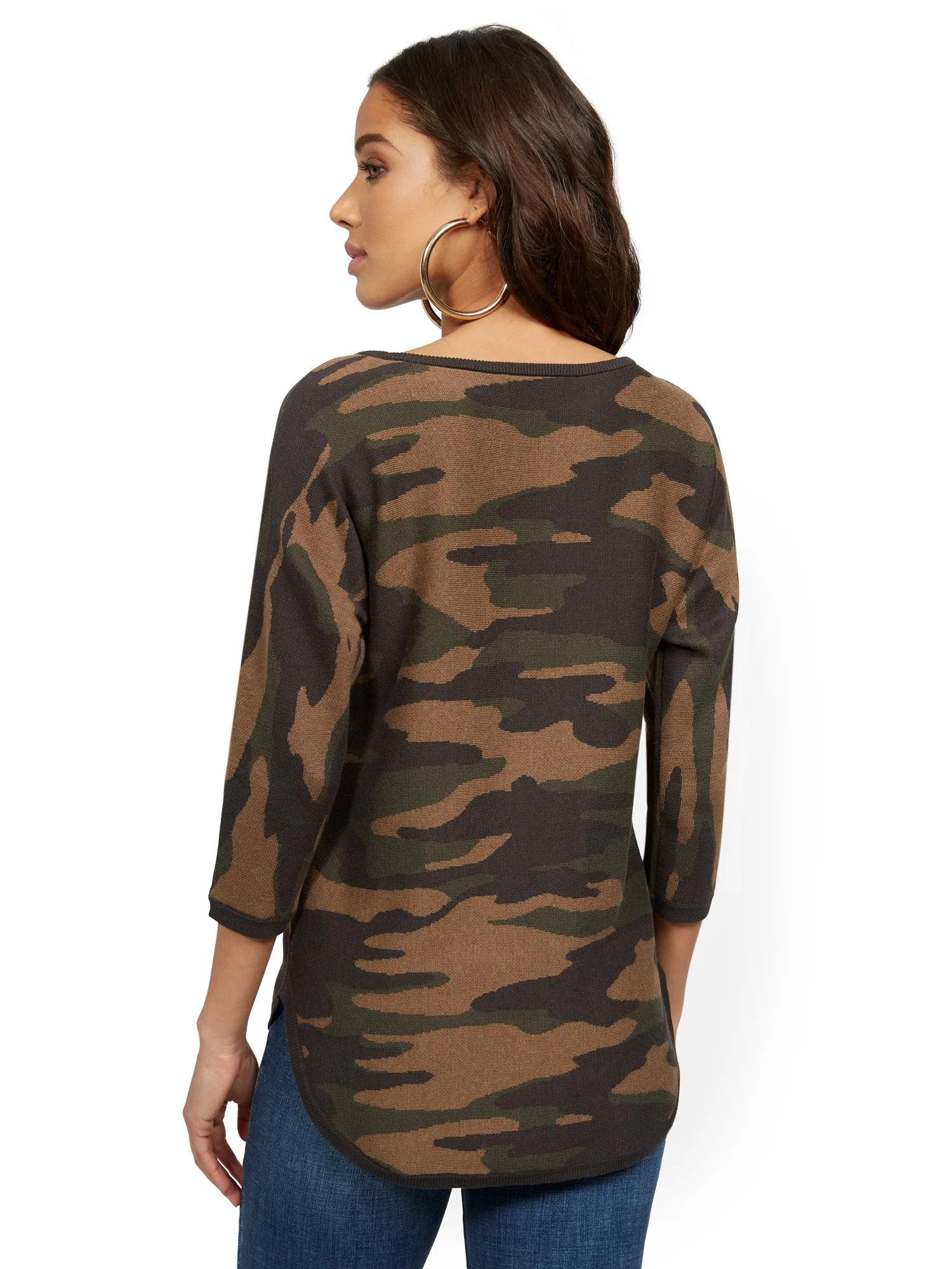 Camo-Print Easy Dolman Tunic Sweater - Image 3