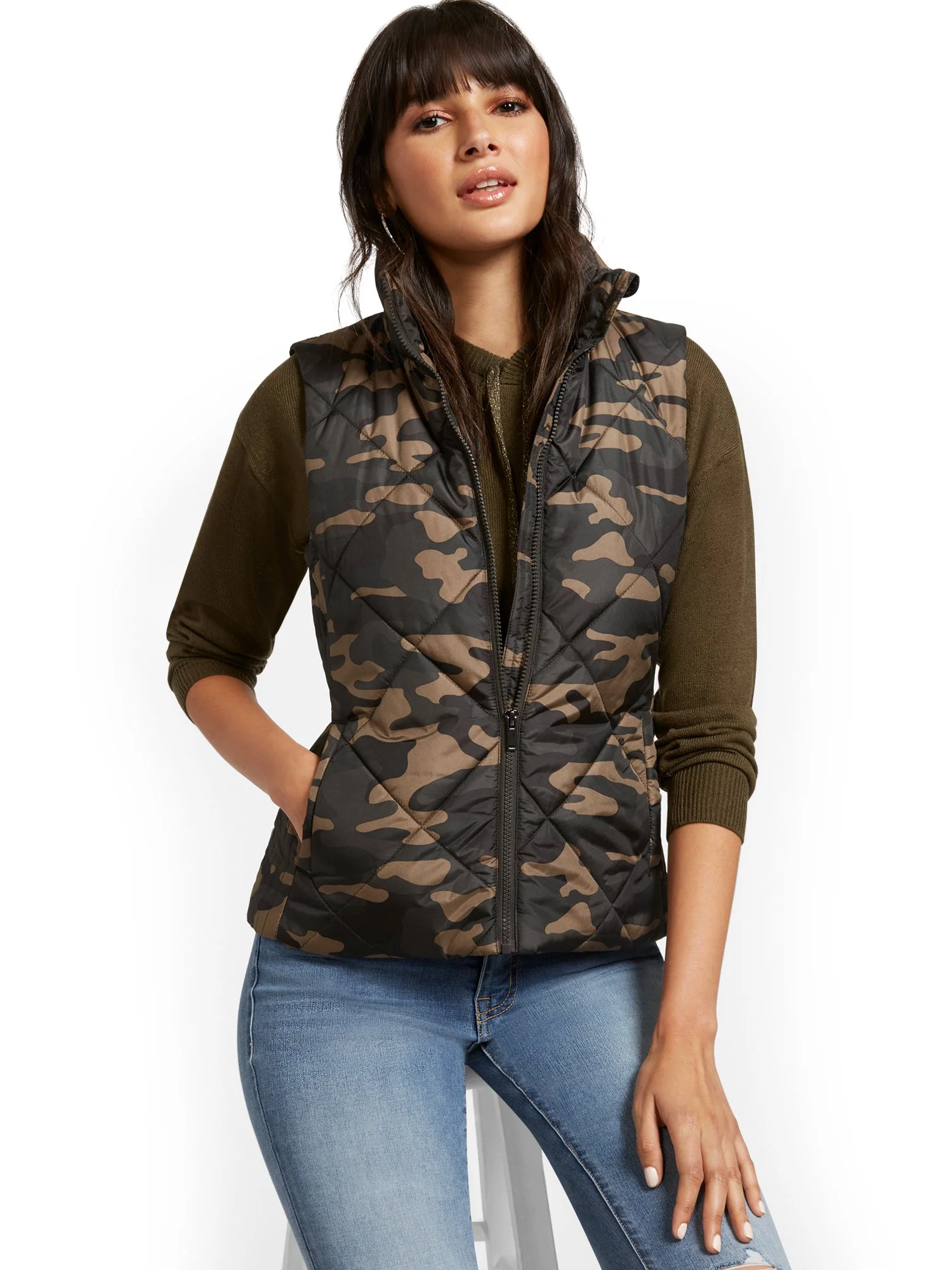 Camo-Print Puffer Vest