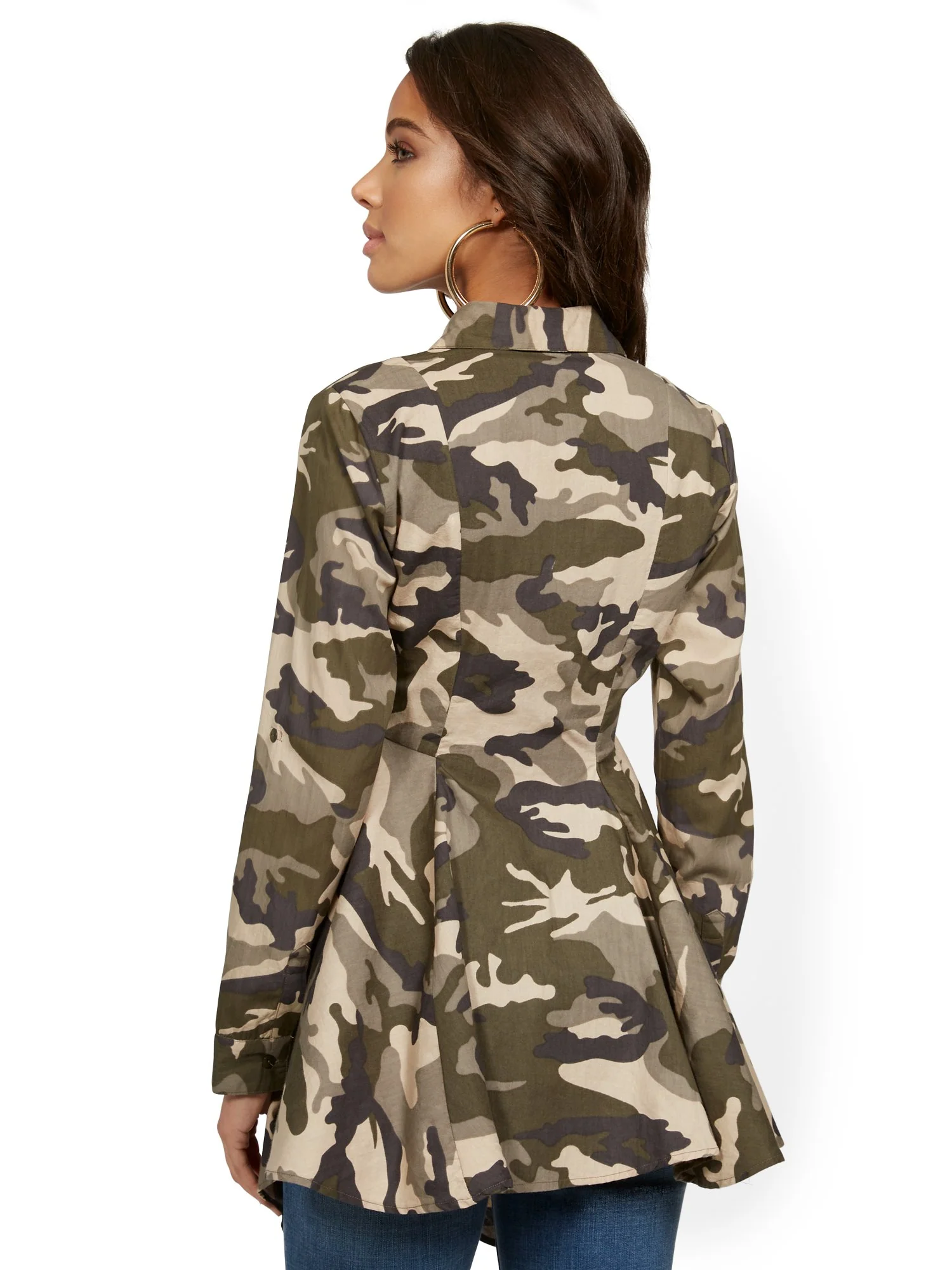 Camo-Print Sharkbite Tab-Sleeve Utility Top - Image 3