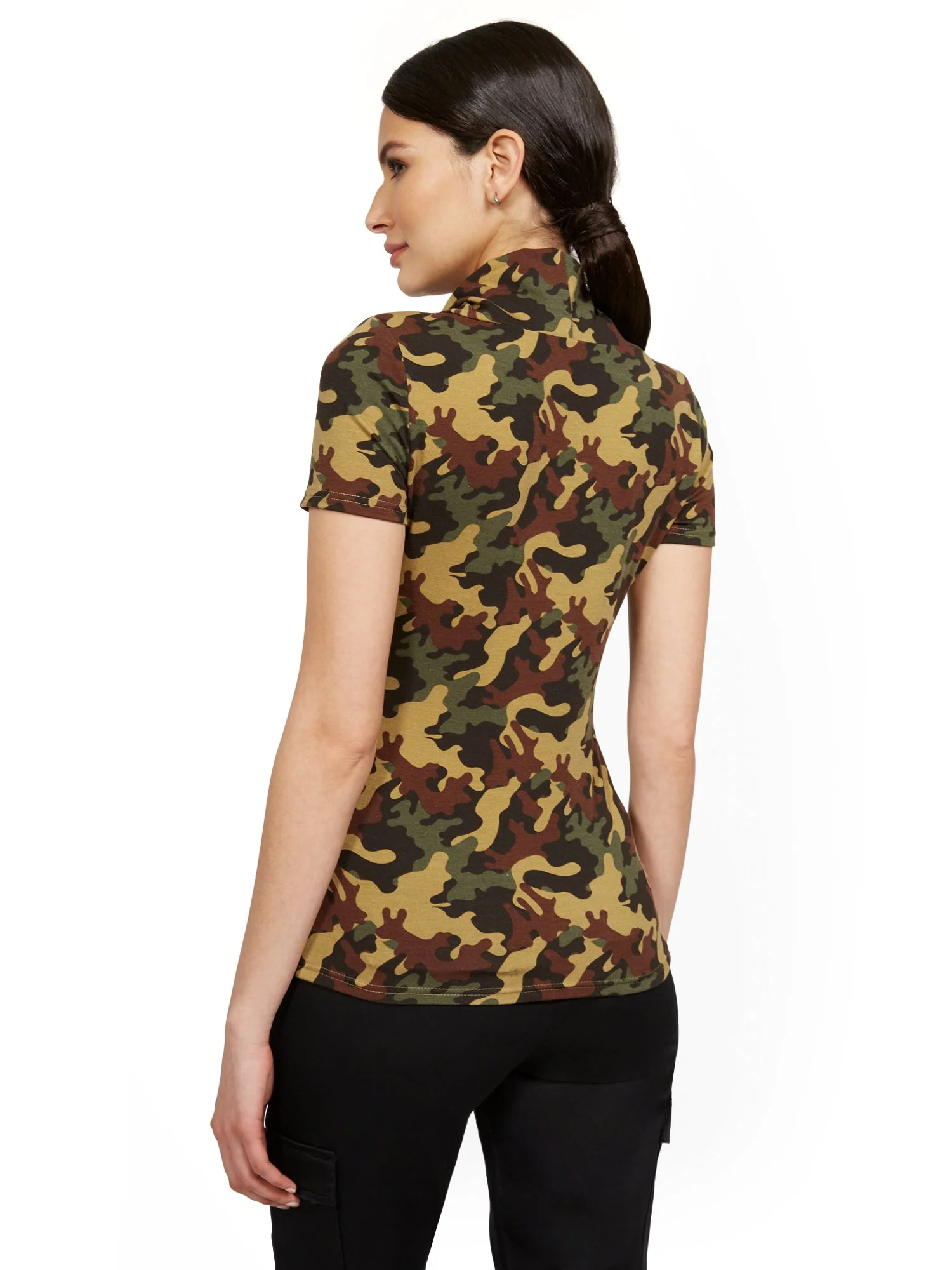 Camo-Print Short-Sleeve Mask Top - Image 3