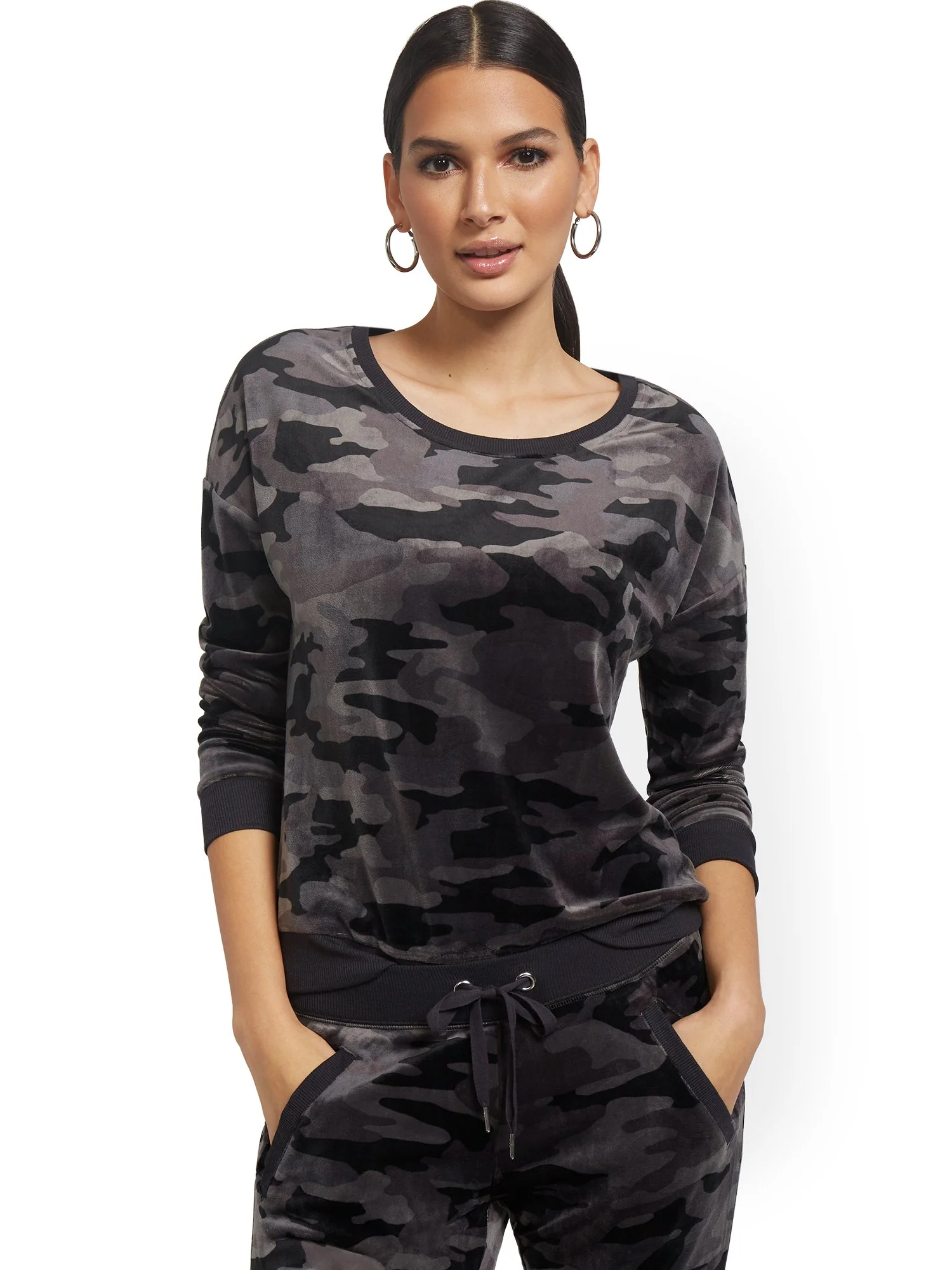 Camo-Print Velour Sweatshirt - Dreamy Velour Collection