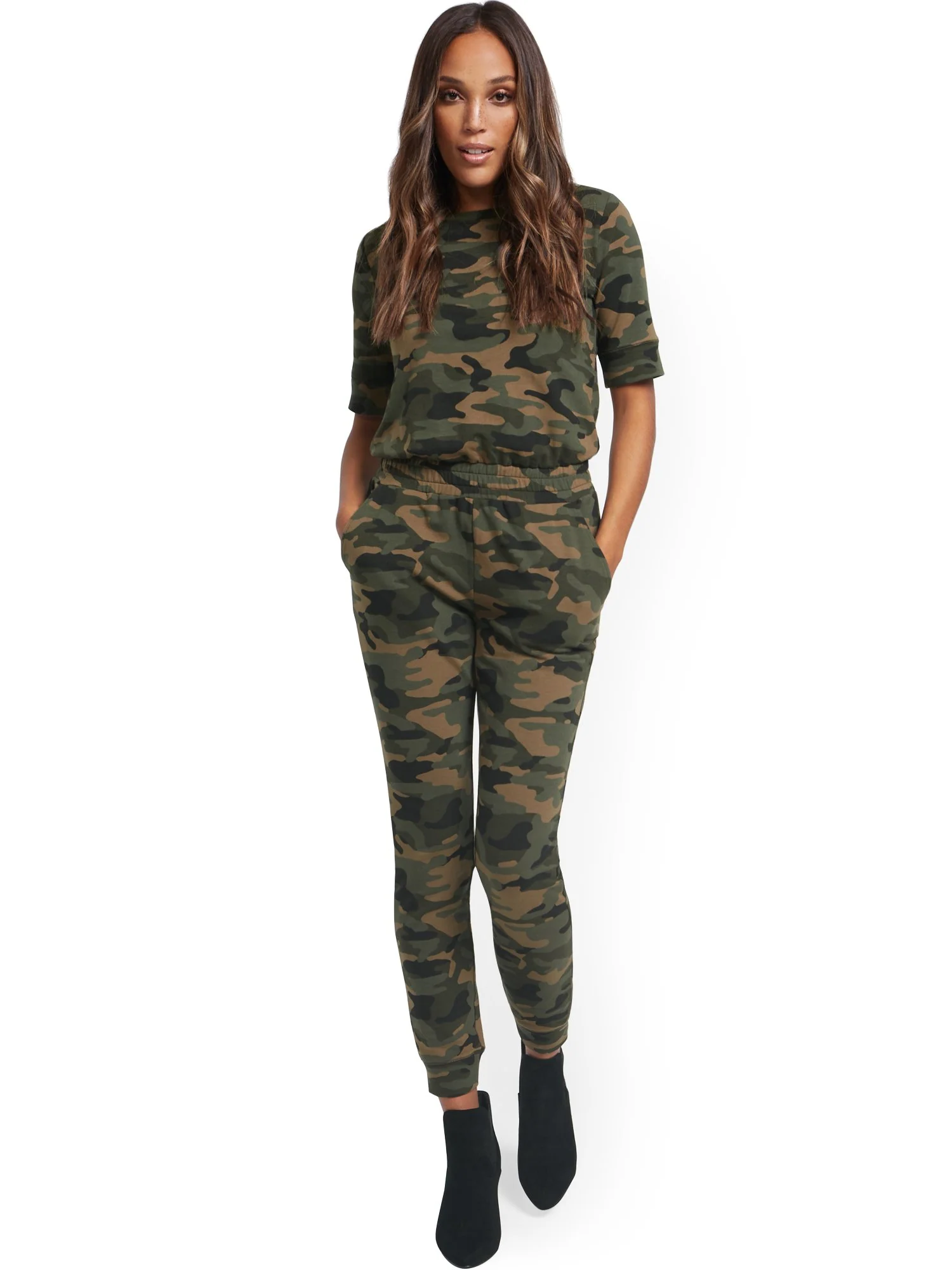 Camo-Print Zipper-Back Jumpsuit - Image 2