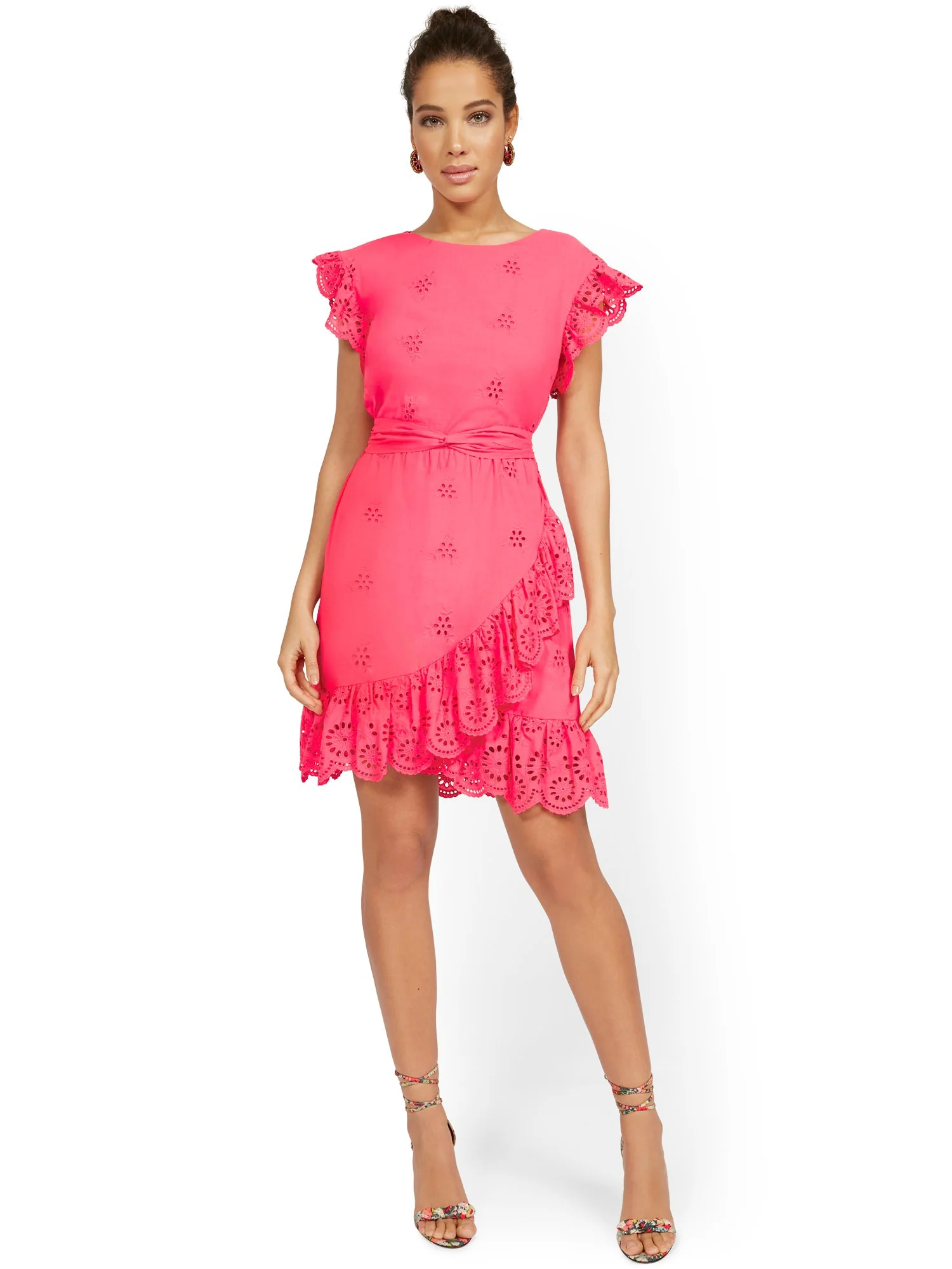 Cap-Sleeve Eyelet-Trim Dress - Image 8