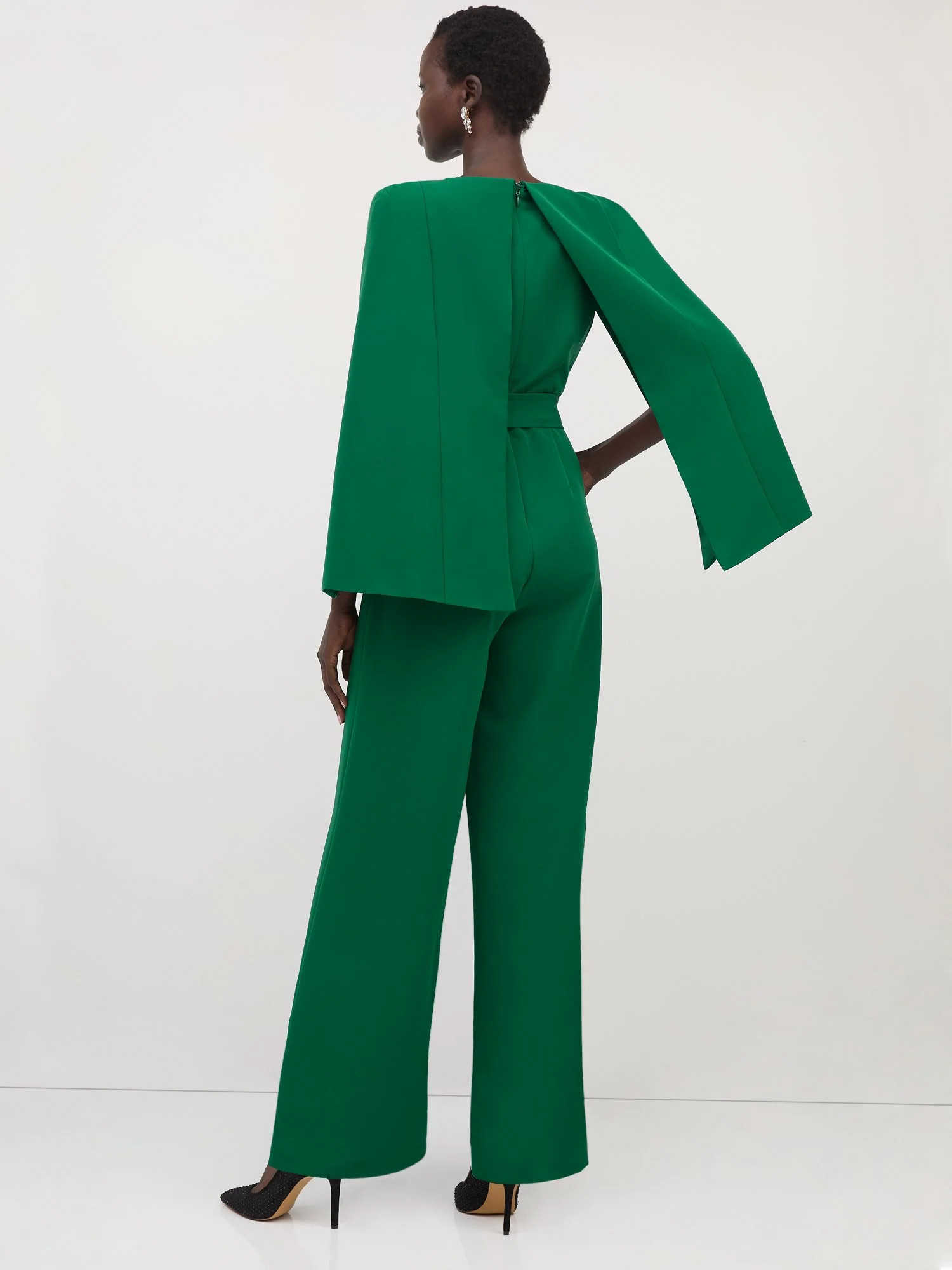 Cape-Sleeve Tie-Waist Jumpsuit - Image 3