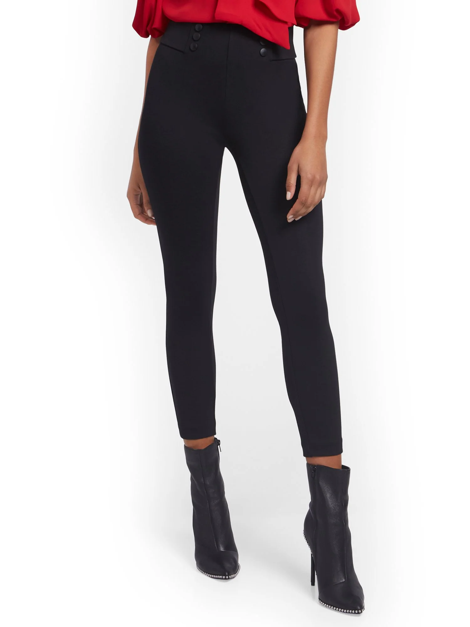 Carrie Button-Front Pull-On Ankle Pant - Image 2
