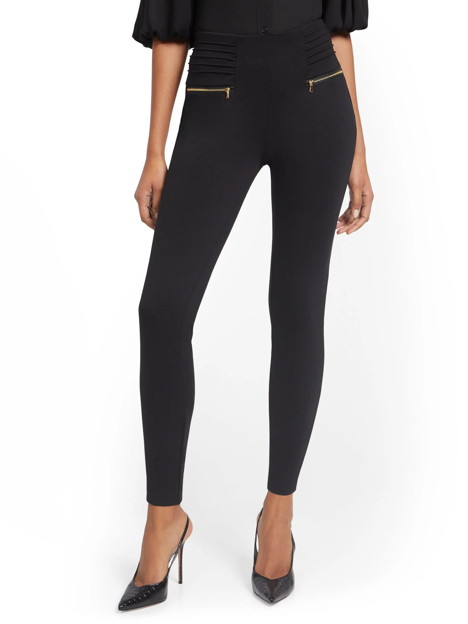 Carrie High-Waisted Zip-Accent Pull-On Pant - Image 6