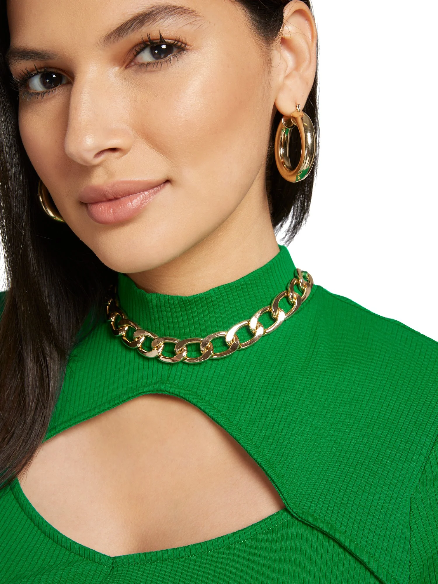Chain-Accent Ribbed Mock-Neck Top - Image 7