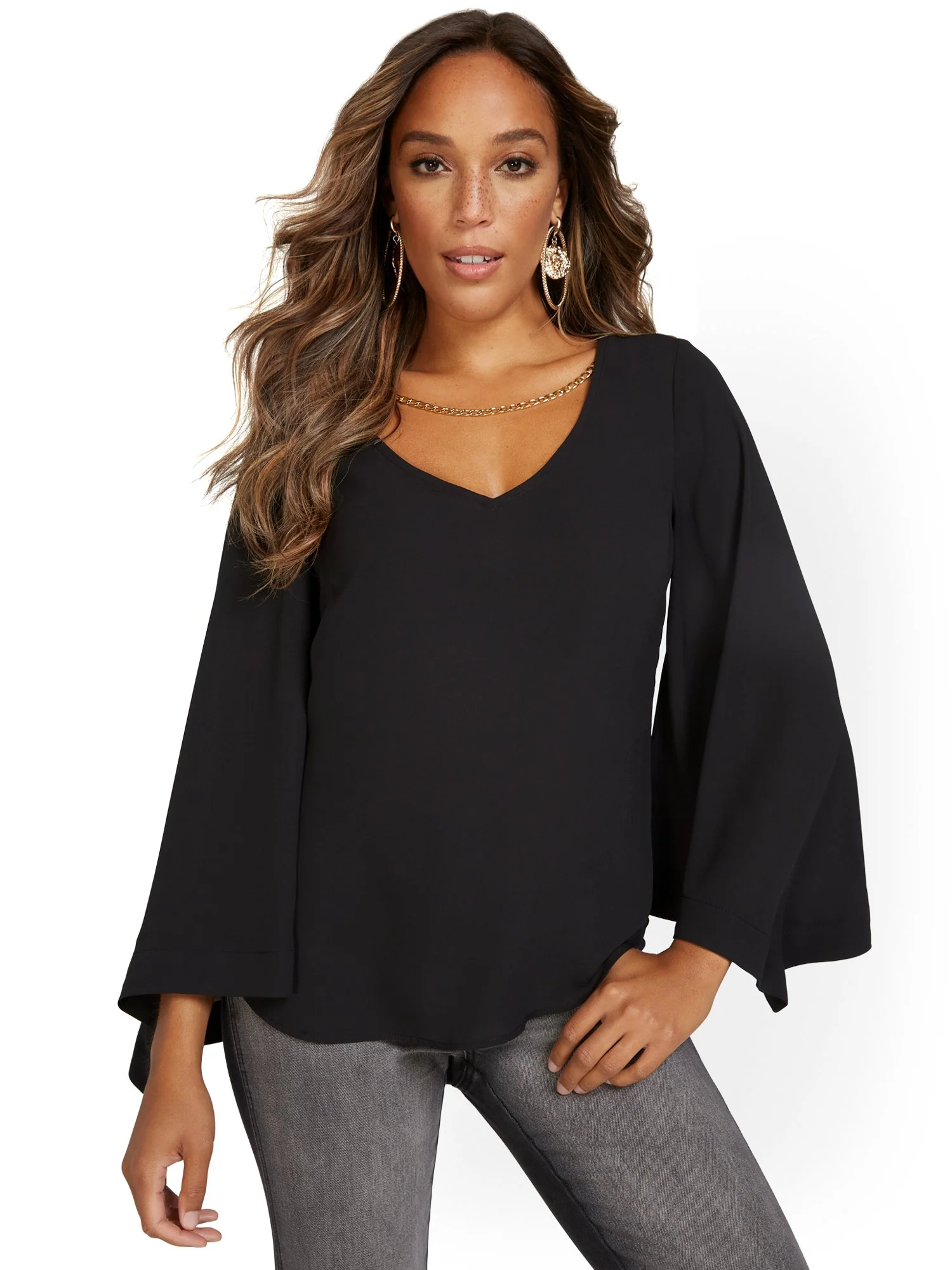 Chain-Detail Kimono Blouse