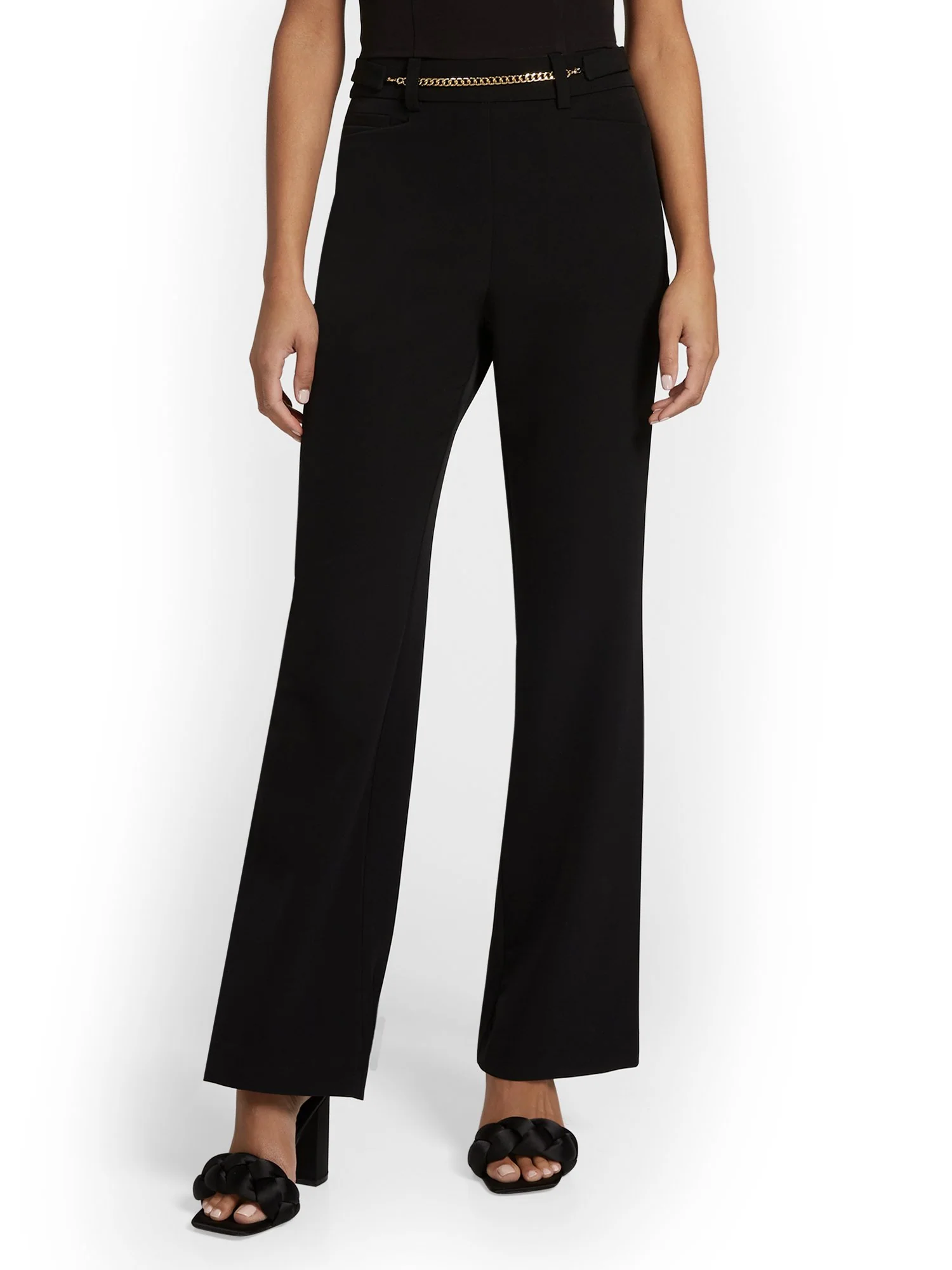 Chain-Detail Wide-Leg Pant