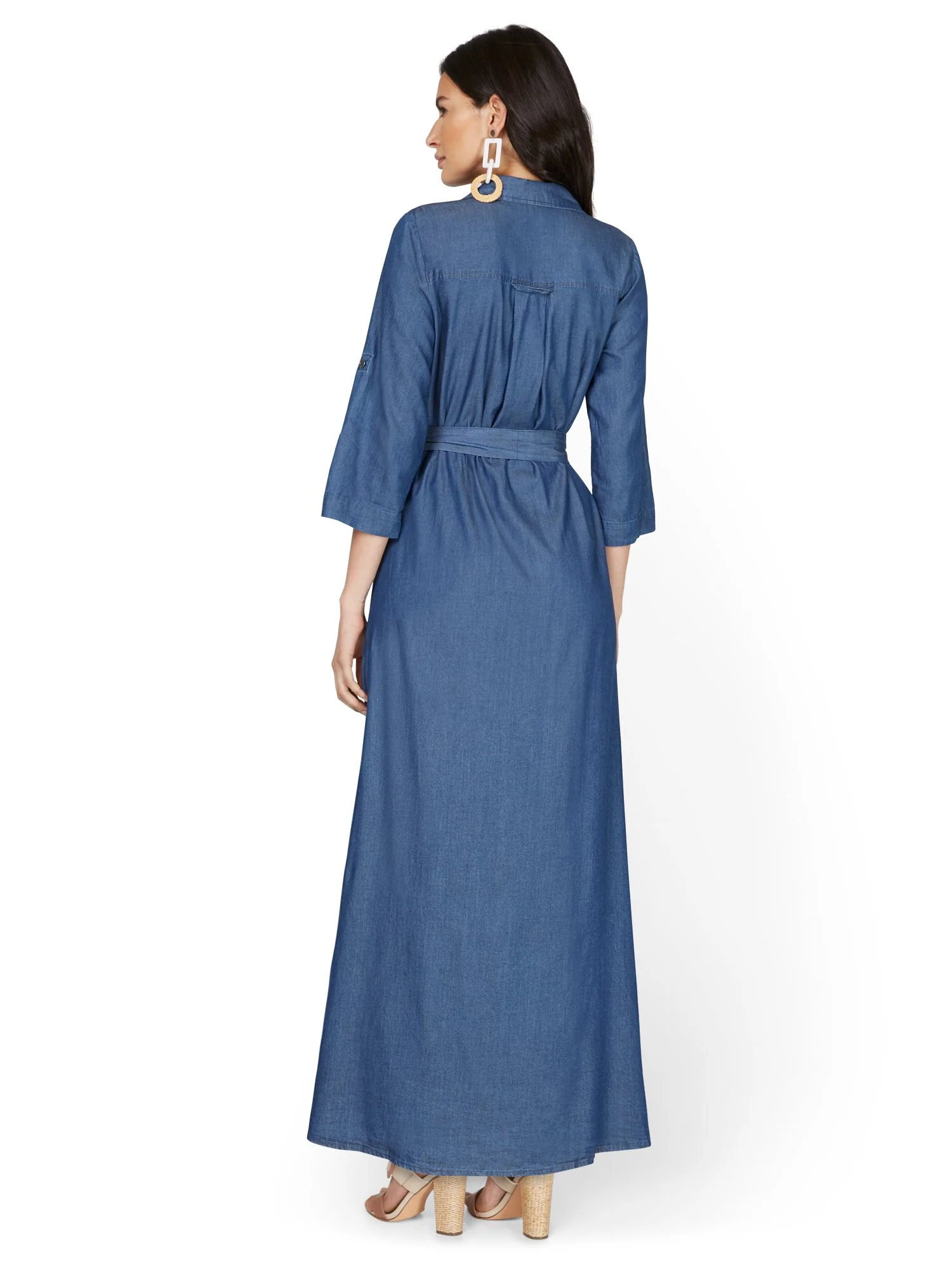 Chambray Belted Maxi Shirtdress - Image 3