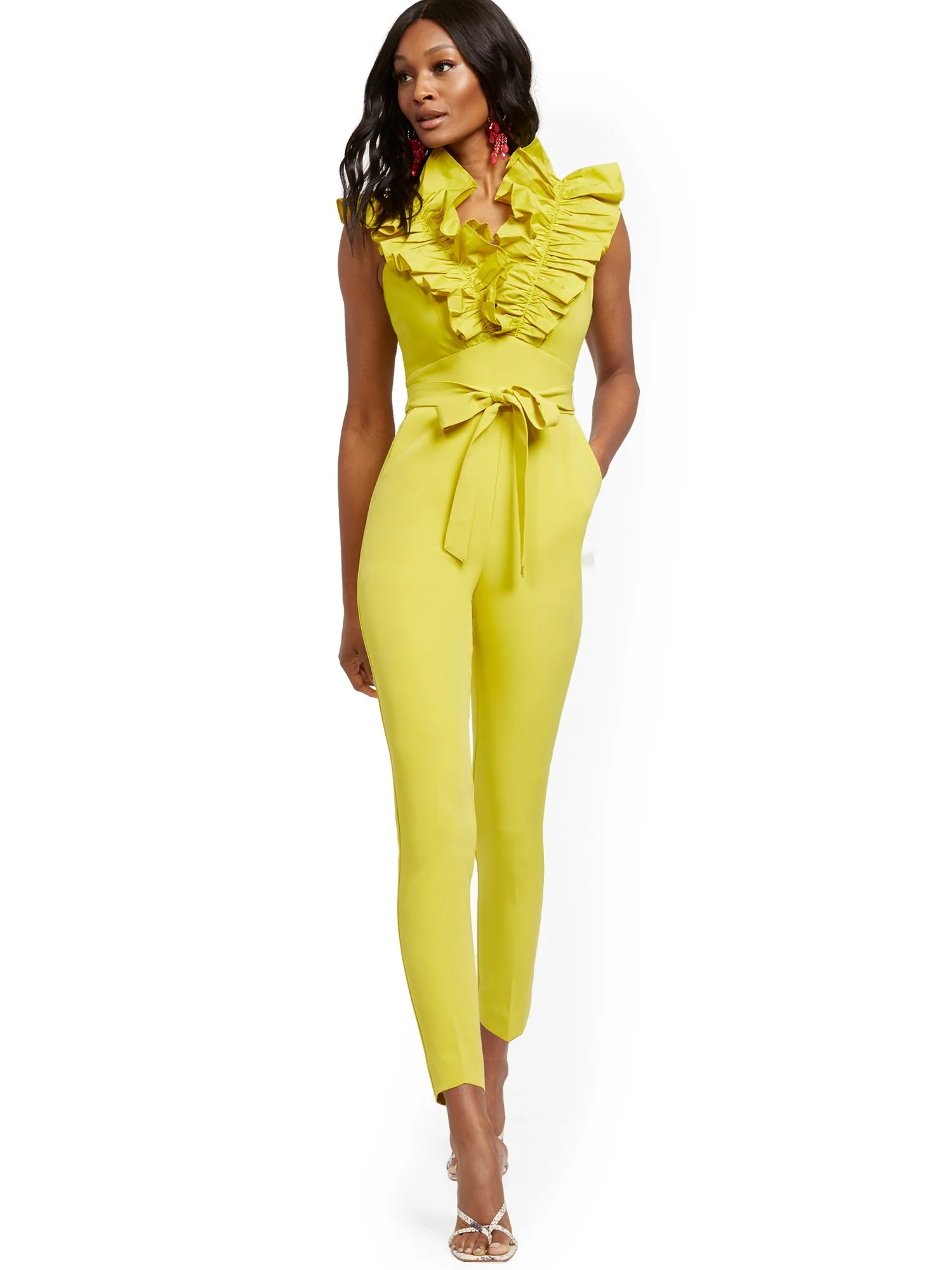Chartreuse Ruffle Jumpsuit - Image 2