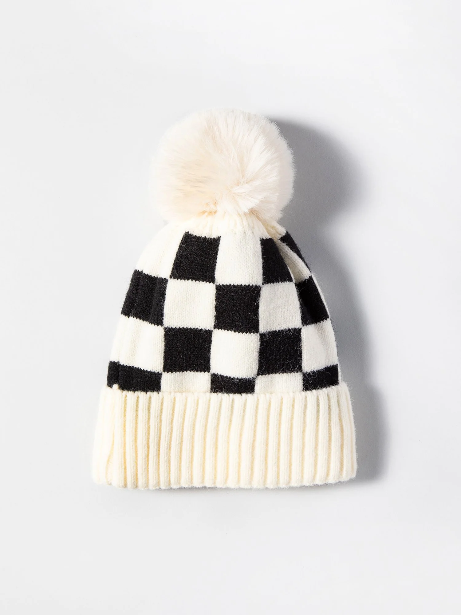 Checkerboard Pom Beanie