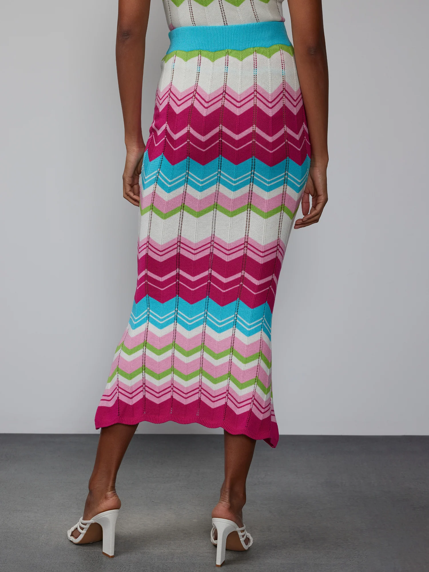 Chevron Flared Midi Skirt - Image 3