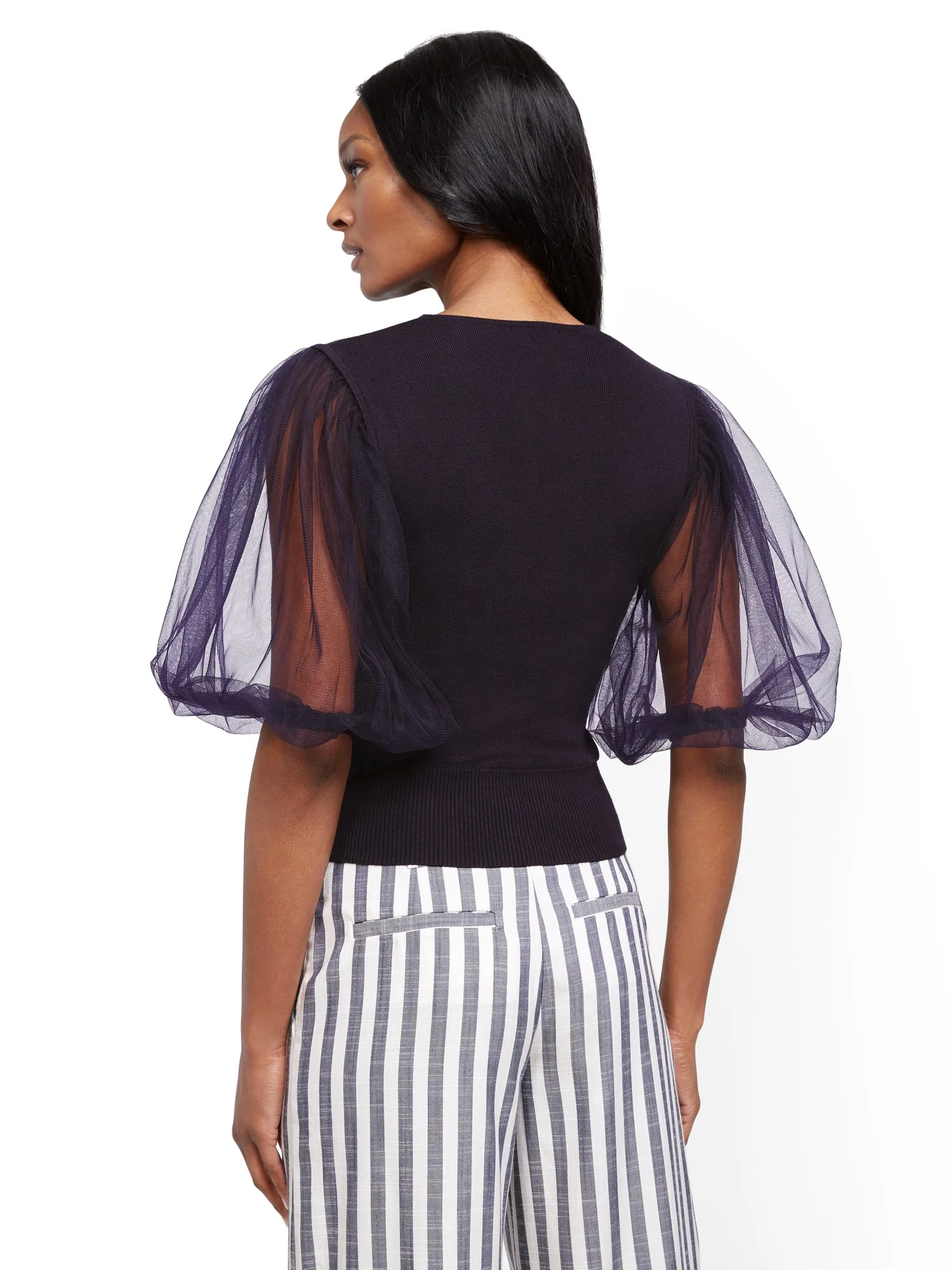 Chiffon-Sleeve Wrap Sweater - 7th Avenue - Image 10