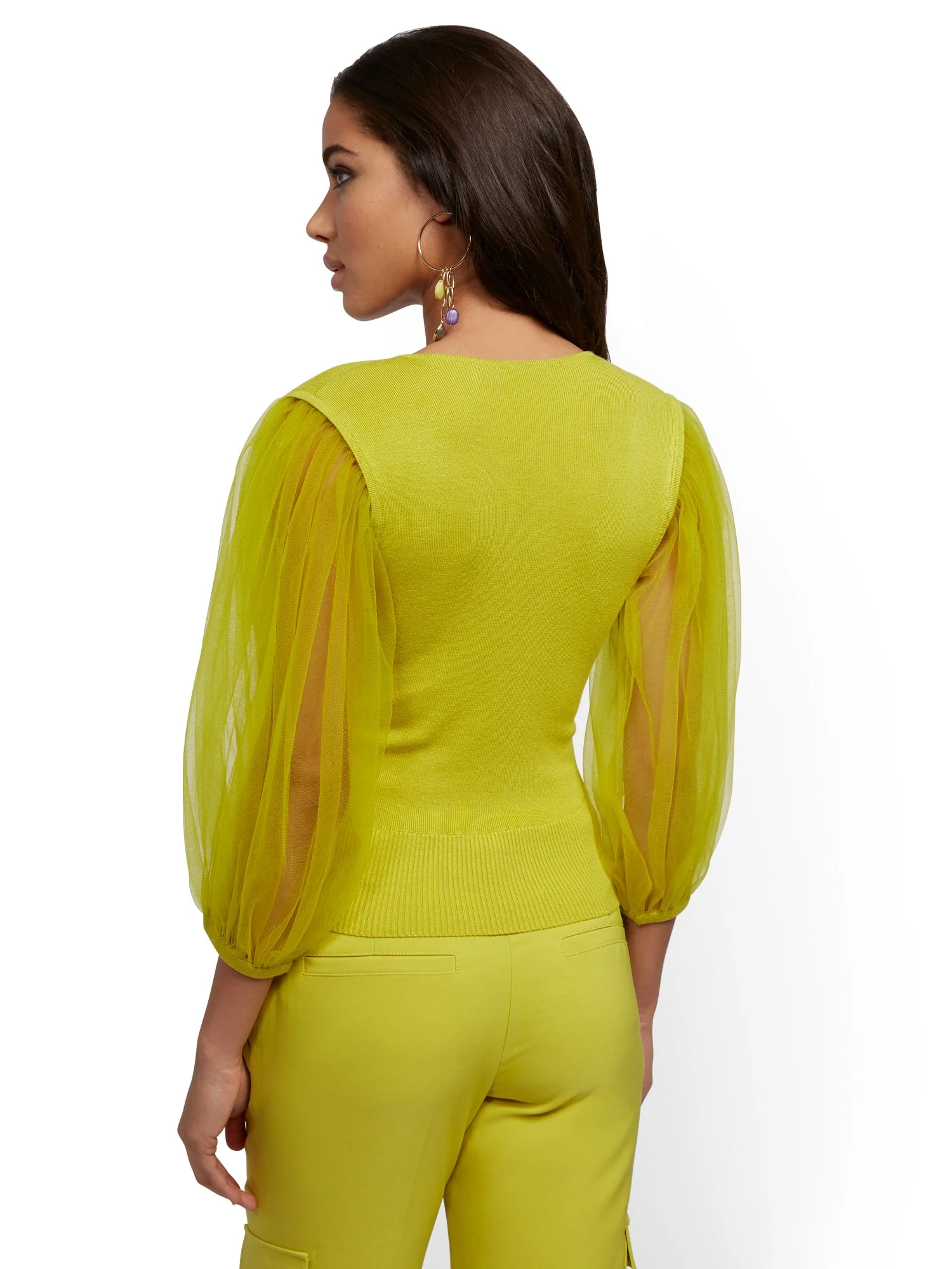 Chiffon-Sleeve Wrap Sweater - 7th Avenue - Image 6