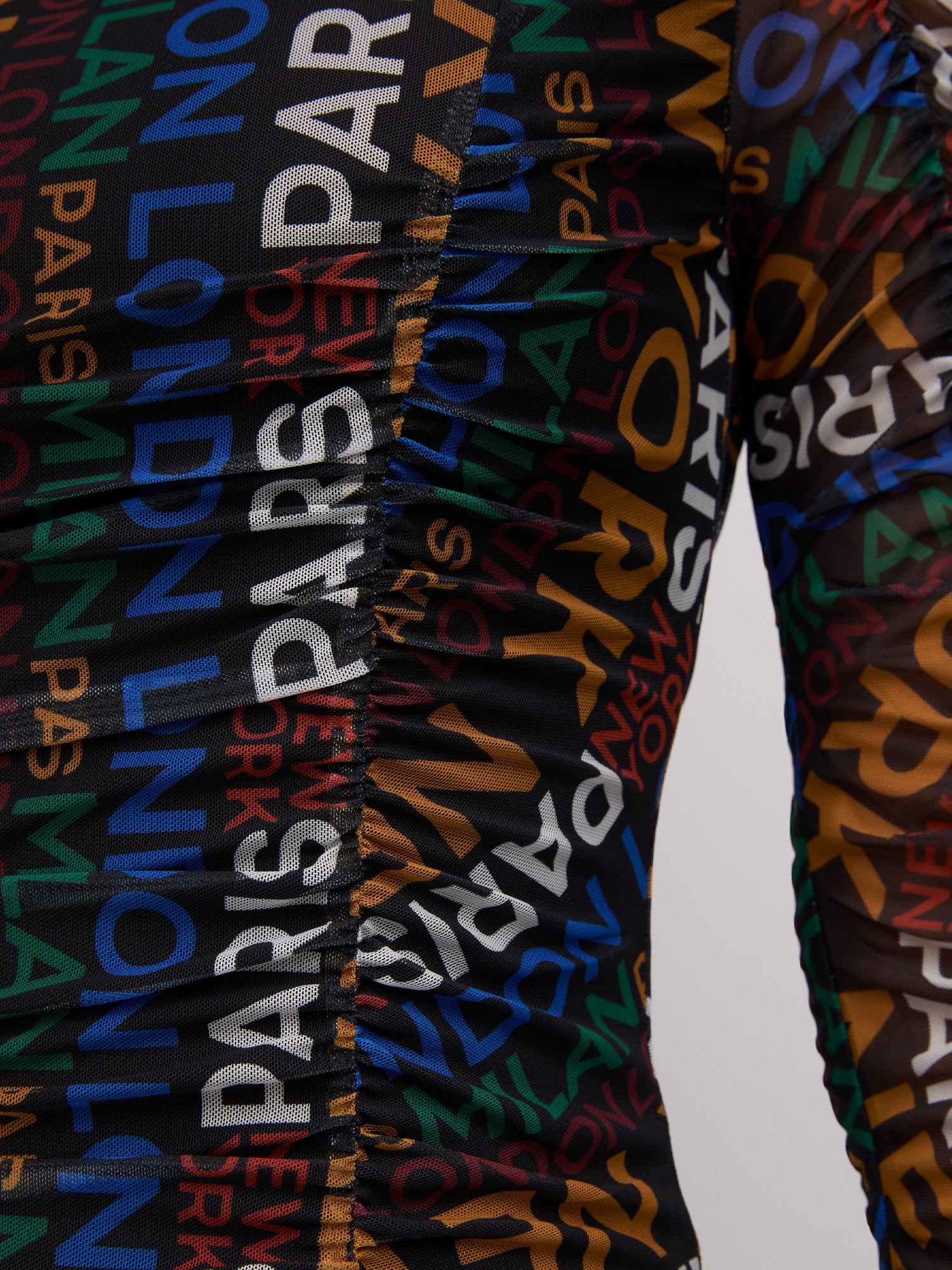 City-Print Mesh-Inset Dress - Image 4